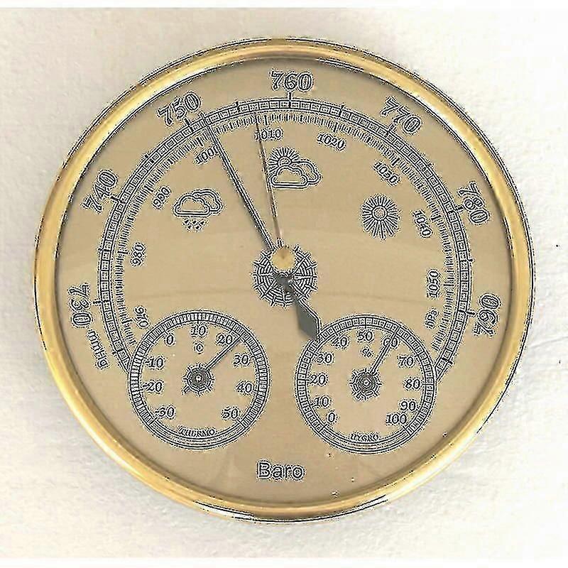 Barometer, Weather Station with Barometer and Hygrometer Thermometer, 3 in 1 Wall-Mounted Analog Weather Station for Indoor and Outdoor hwySH