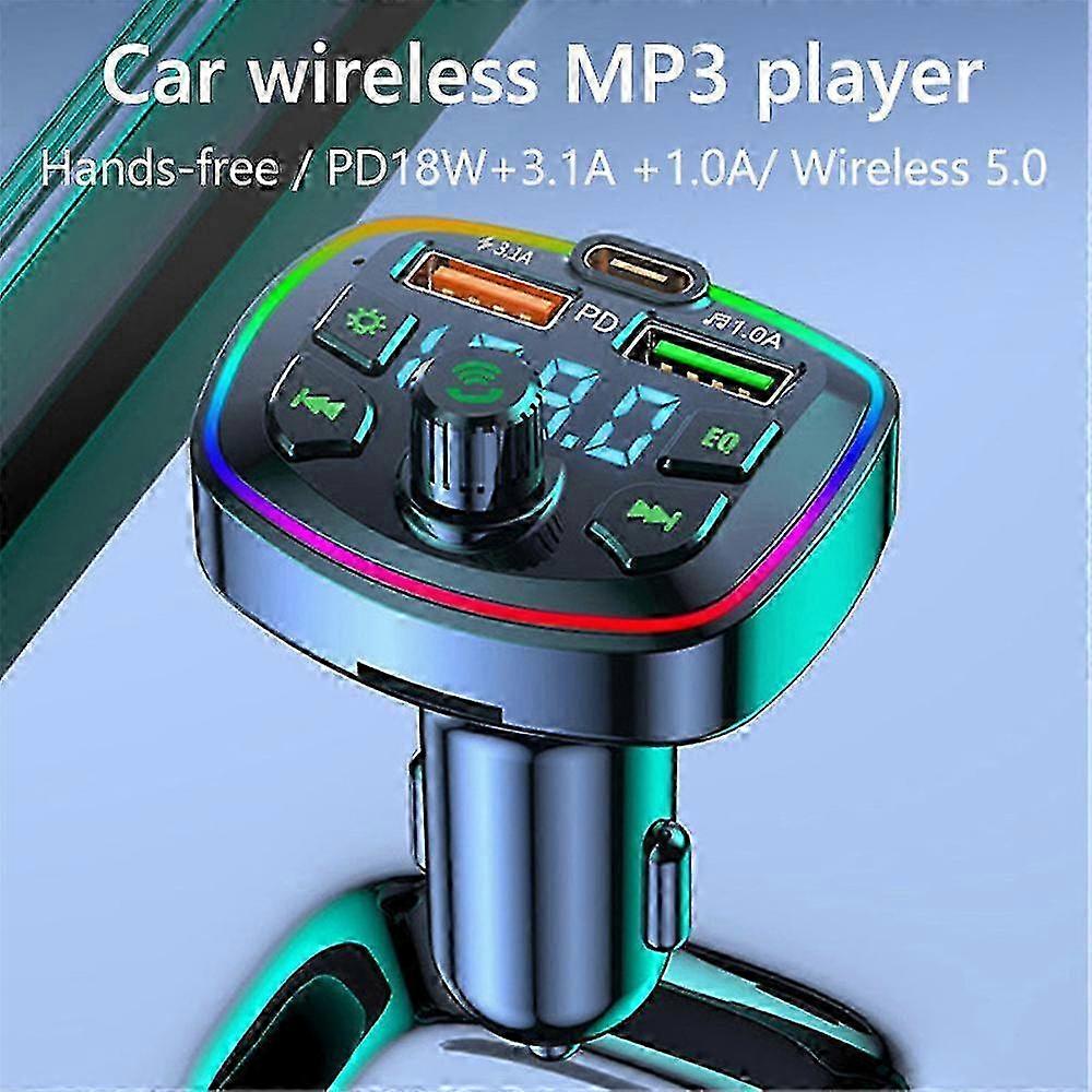 Bluetooth Wireless Calling Car Fm Transmitter Aux Receiver Adapter Dual Usb Chargers + Light