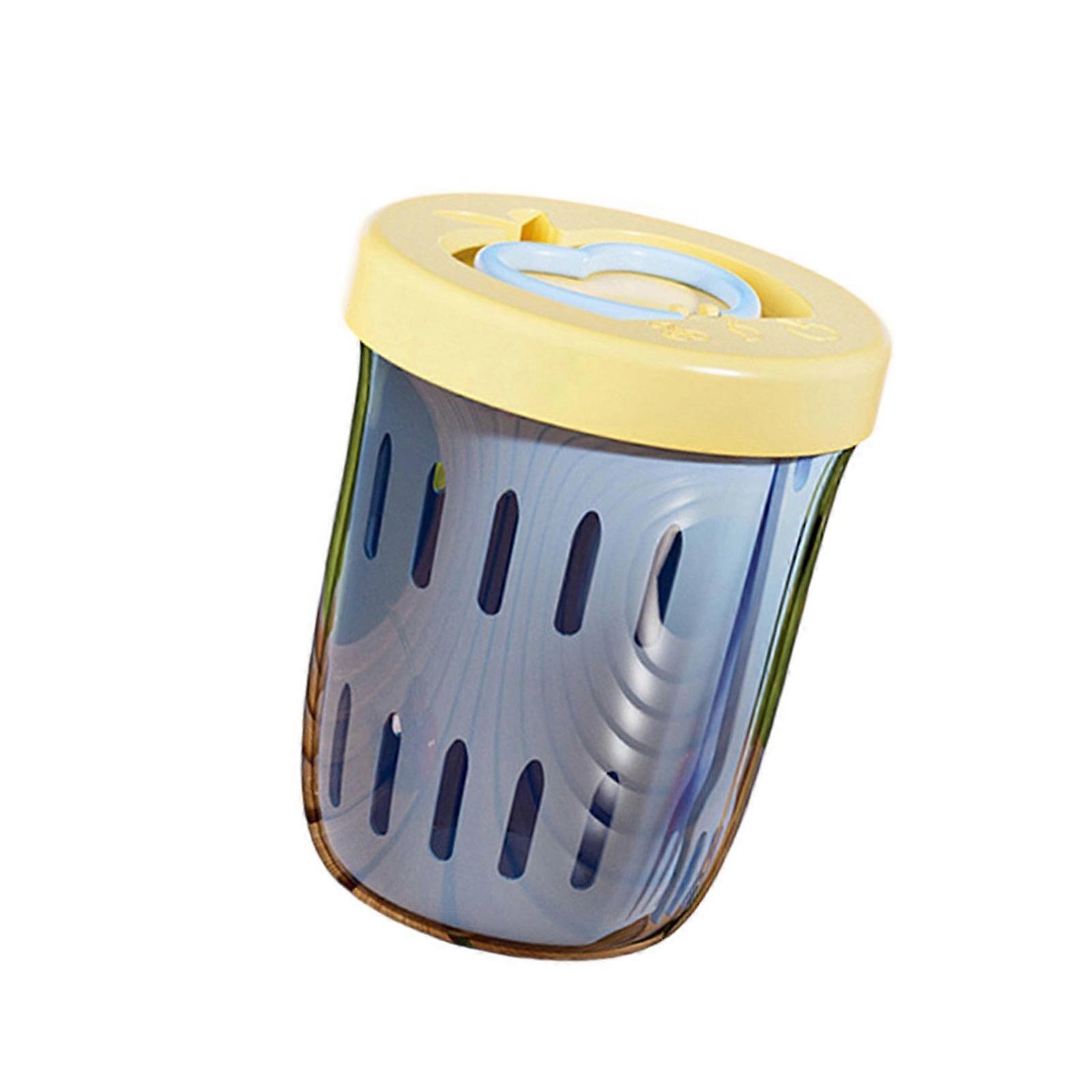 Multi Functional Snacks Cup Double Compartment Food Storage Container with Leak Proof Lid For Daily Use  Blue and yellow