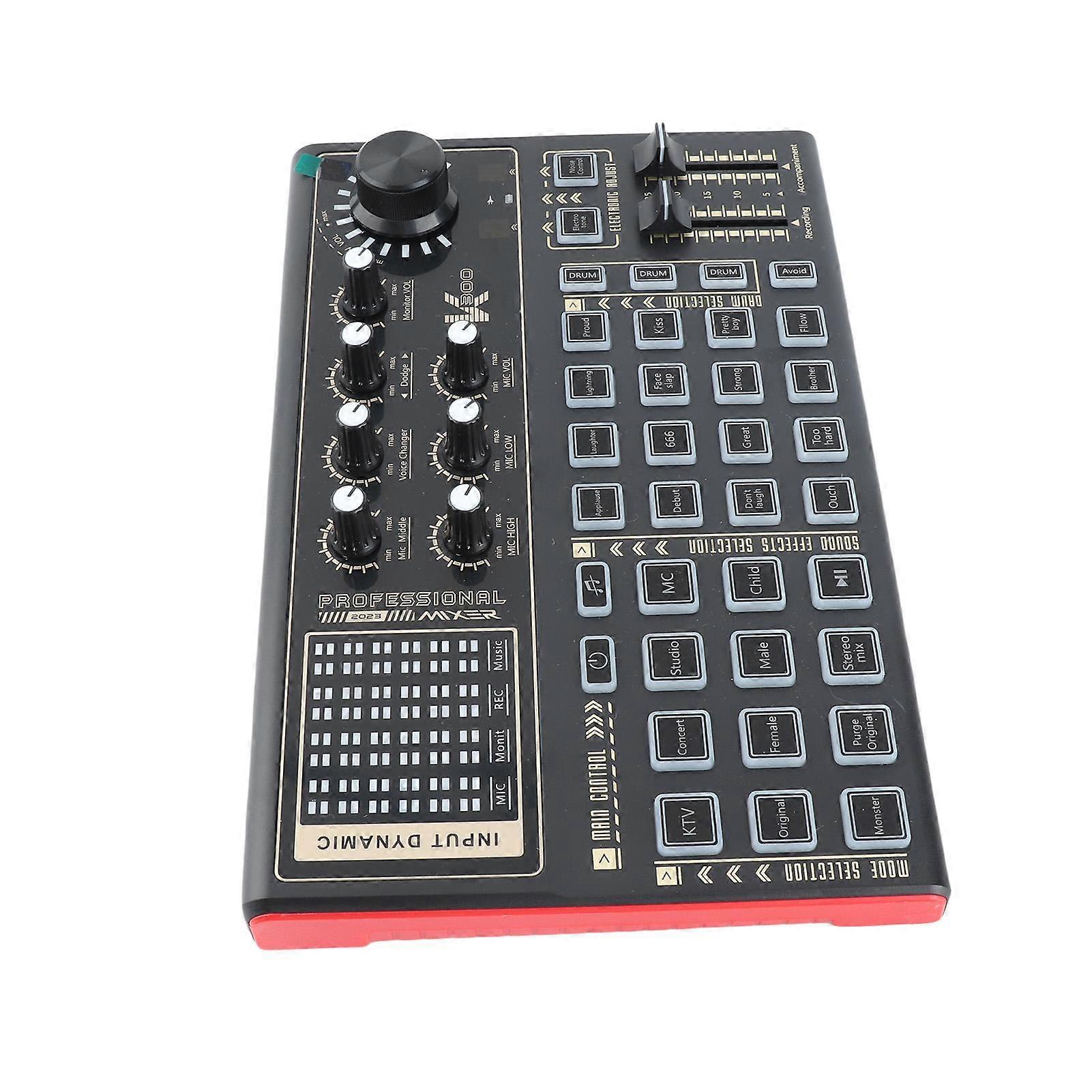 Live Sound Card Sound Board with Multiple DJ Mixer Effects Voice Changer and LED Light for Streaming Podcasting Game
