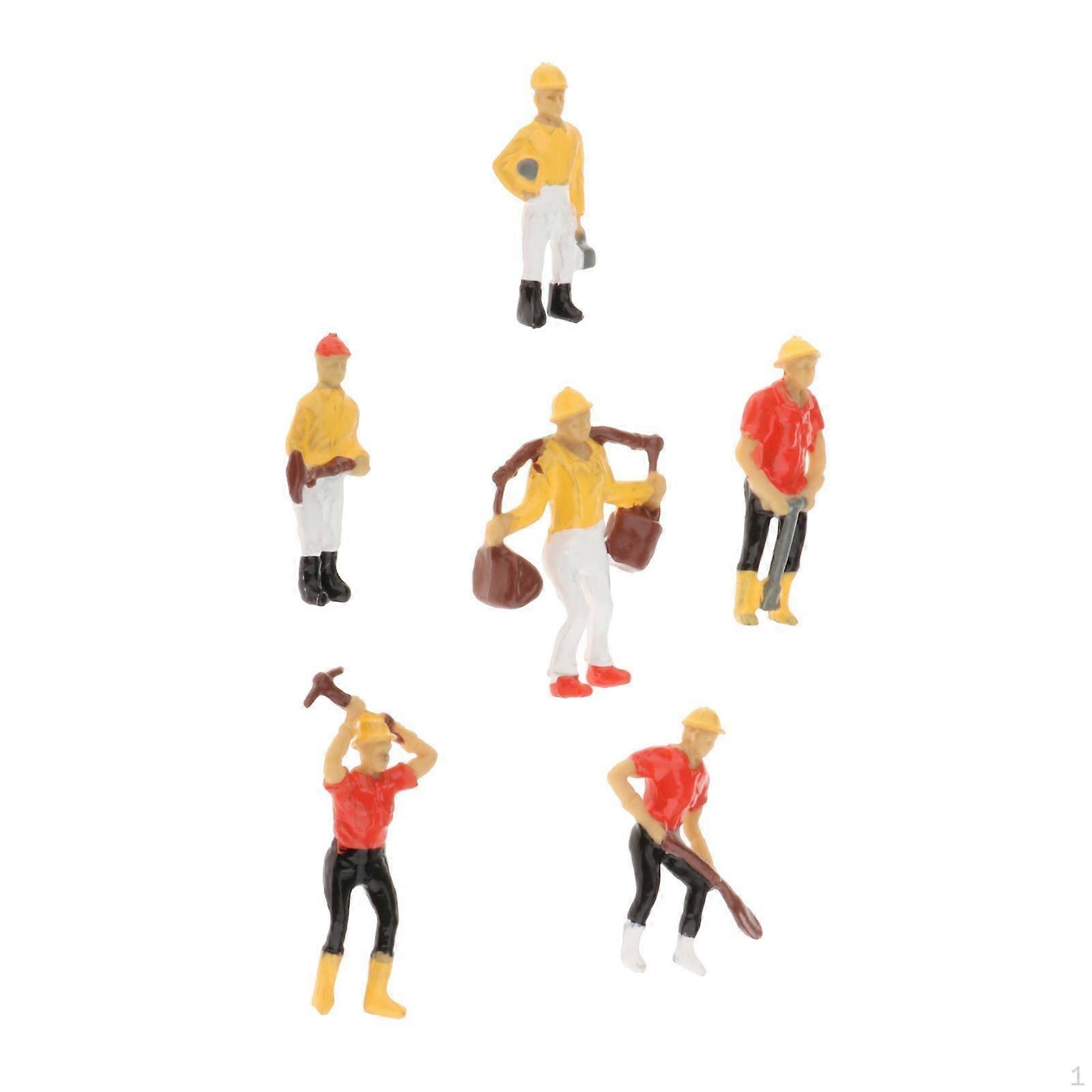 1:42 Scale 6 Pieces Assorted Poses Miniature People for Architectural Layout
