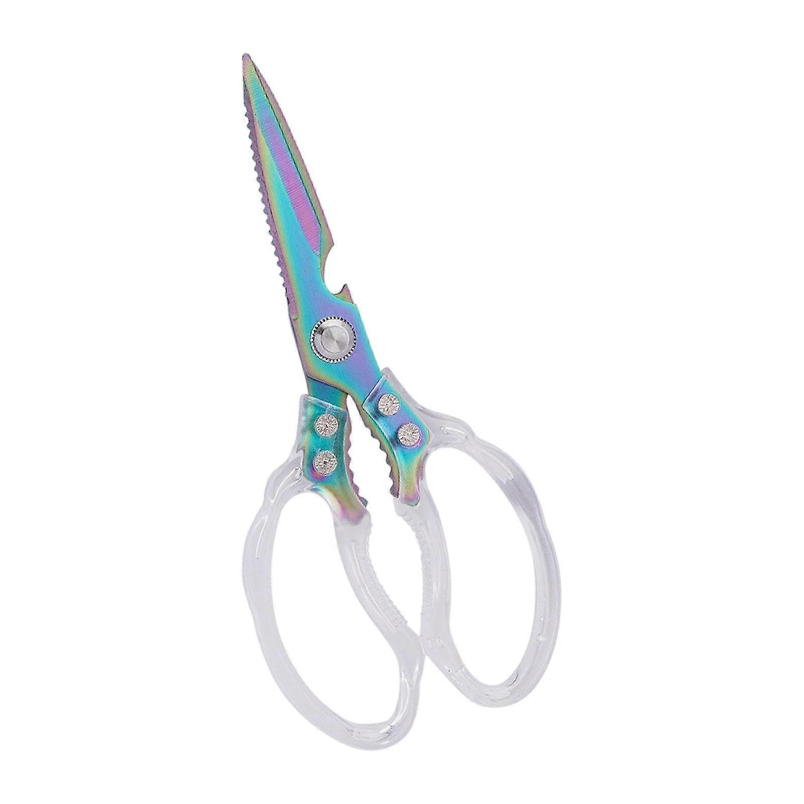 Multifunctional Stainless Steels Kitchen Scissors For Food Packaging Shears With Ergonomic Soft Grip Handle  fantasy color