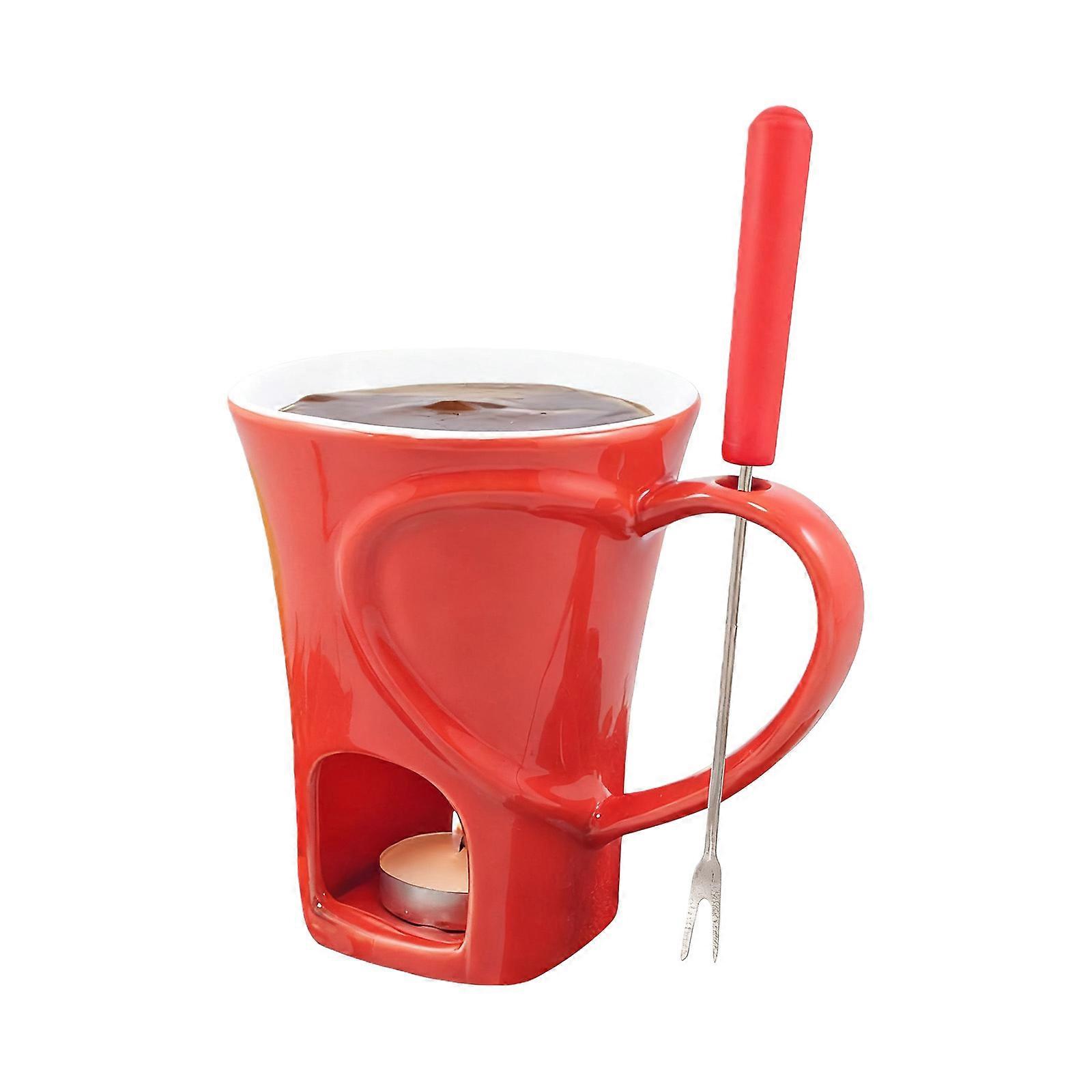 （1 set）Ceramic Chocolate Fondue Set with 1 Fork - For Dessert Parties, Family Gatherings, Tea Light Warmer Compatible Multicolor