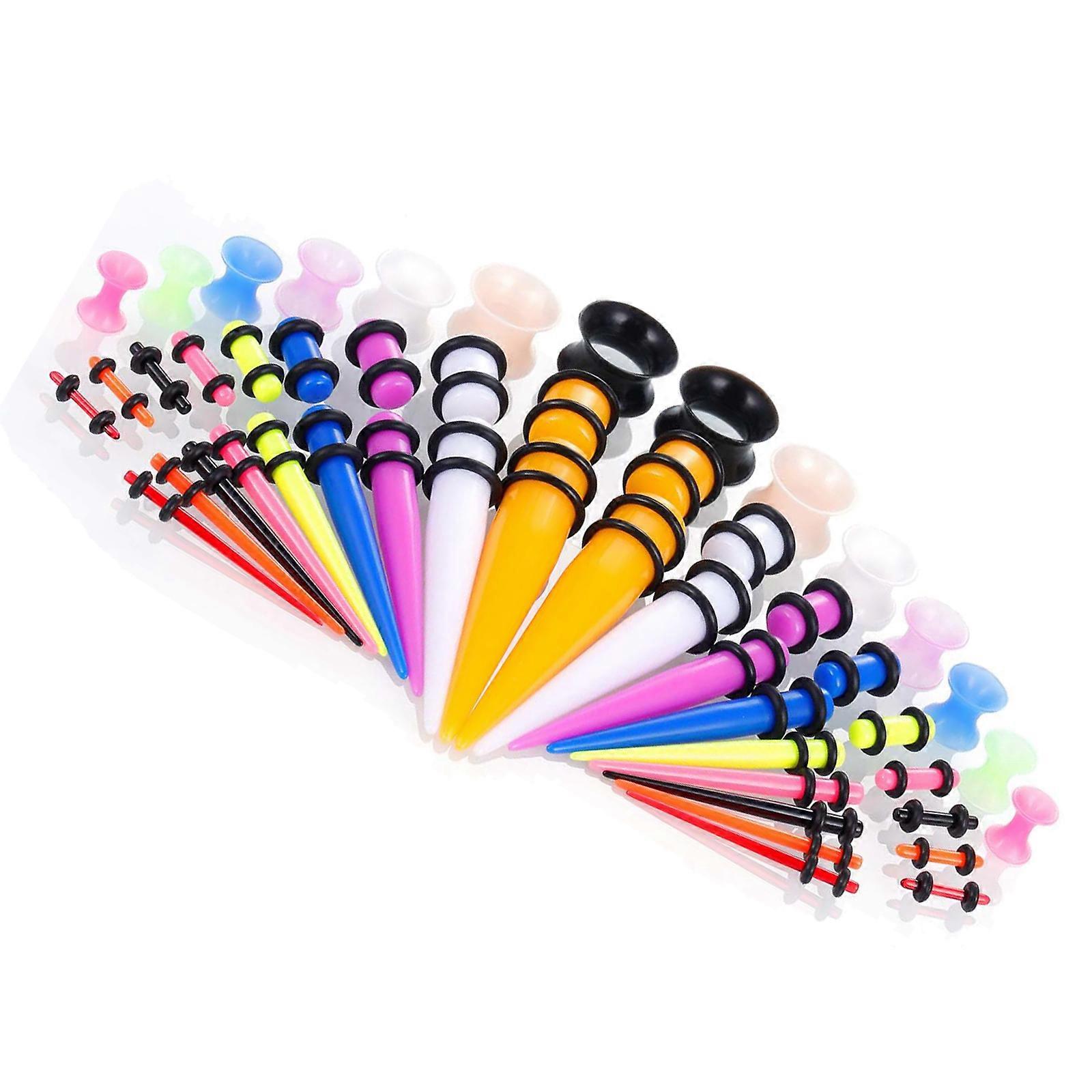 Multipacked Acrylic Taper Plugs For Ear Gauges 50 Count Various Dimensions And Stylish Hues Ear Stretching Kit Multicolor