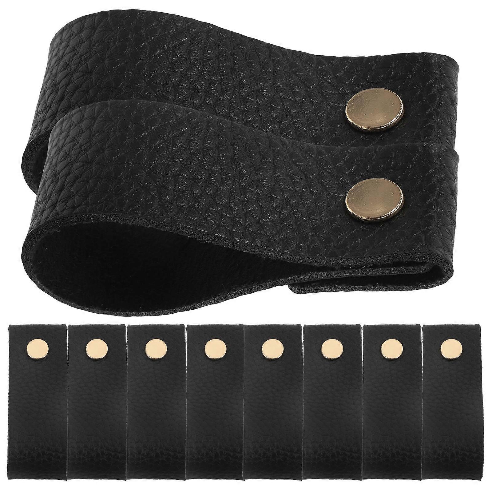 PU Drawer Pull Handles for Decoration 12Pcs Black Cabinet Handles