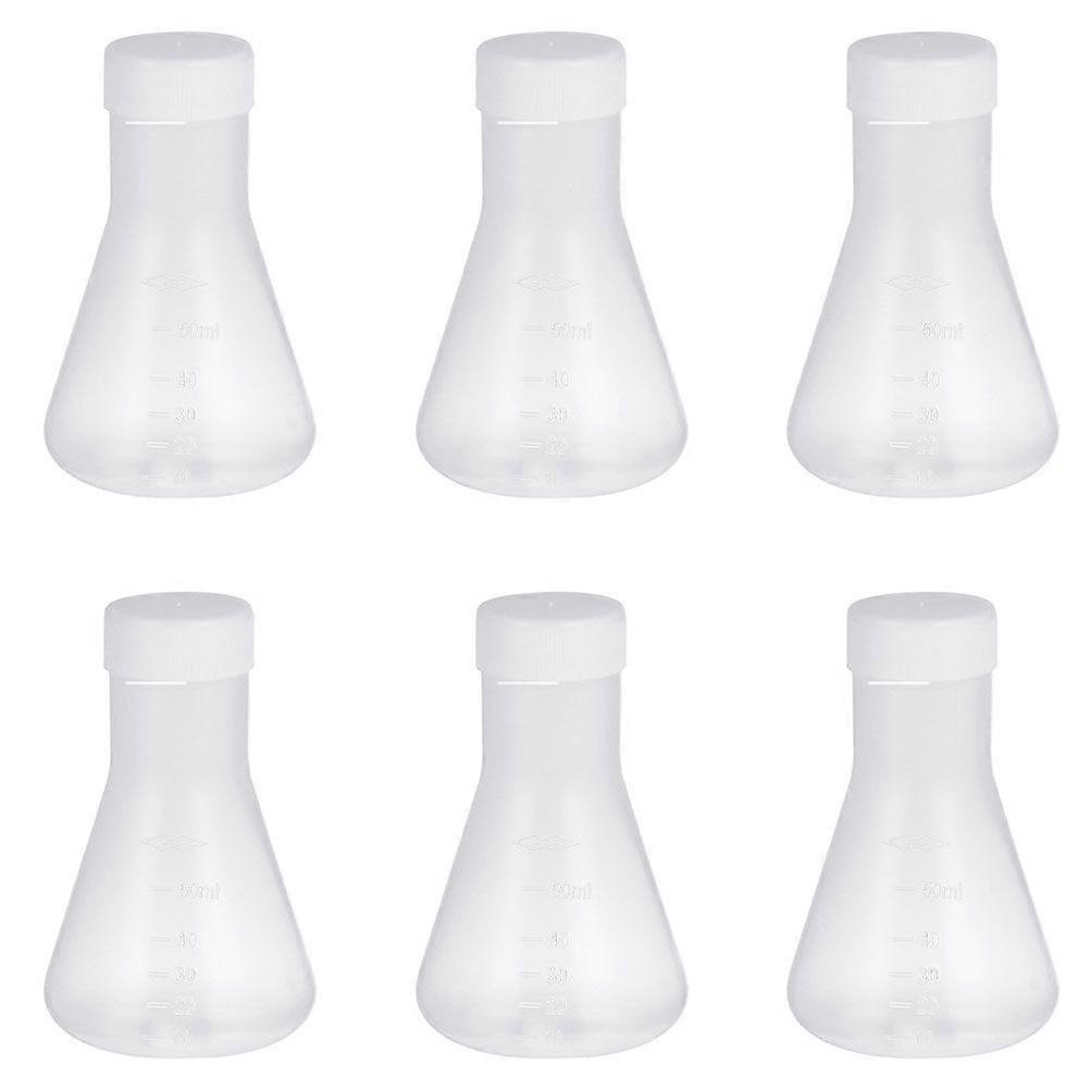6 Pcs Plastic Flask Professional Erlenmeyer Flask Transparent Science Flask