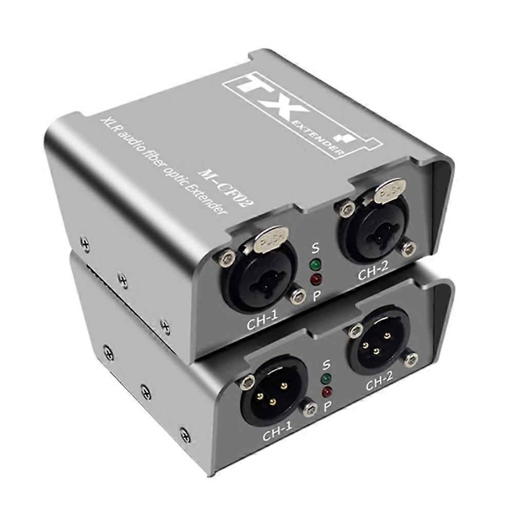 2 Way XLR Audio Fiber Optical Extender Transceiver Receiver Up to 20km 2 CH XLR Balanced Audio Fiber Extender EU Plug