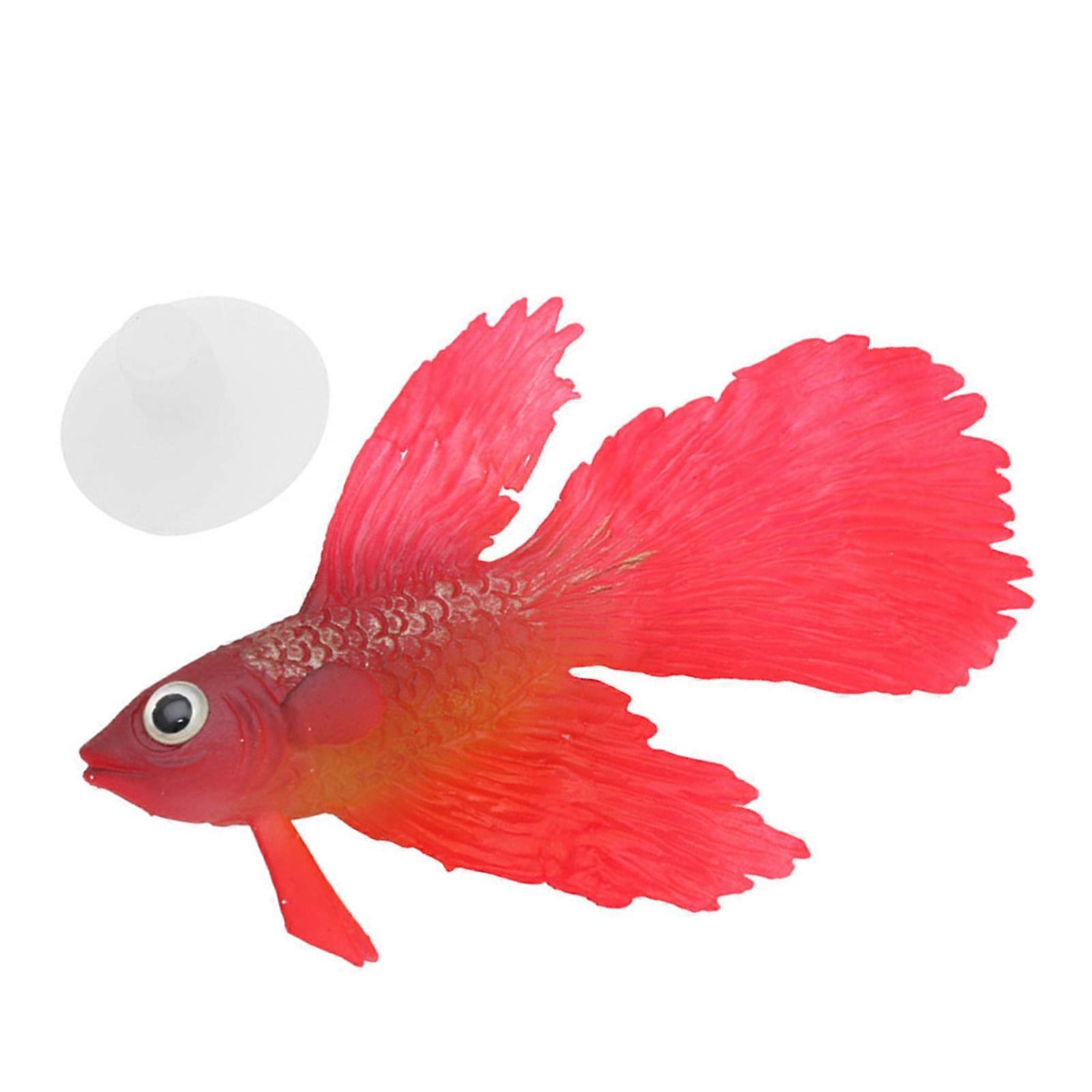 Artificial Aquarium Fish Silicone Betta Realistic Moving Floating Small Fish Ornament for Reef Tanks Aquariums  Red