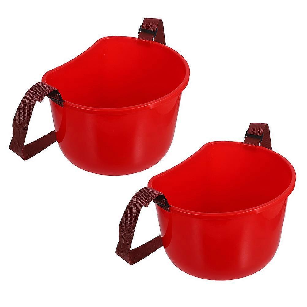 Plastic Berry Picking Basket for Farming 2Pcs Red Adjustable Strap Buckets