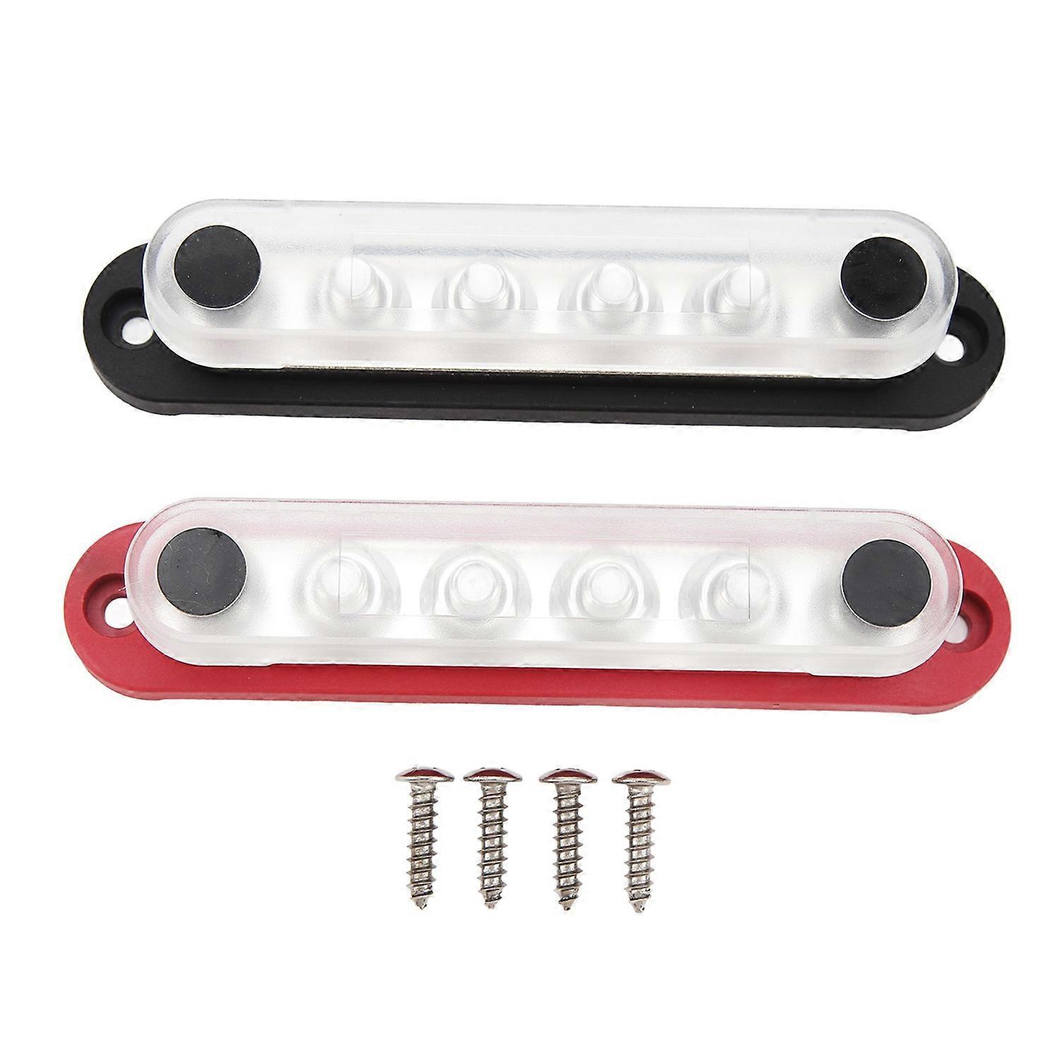 2Pcs Battery Bus Bar 6 X 5/16in M8 150A 6 Channel Power Distribution Block with Cover for Vehicle So