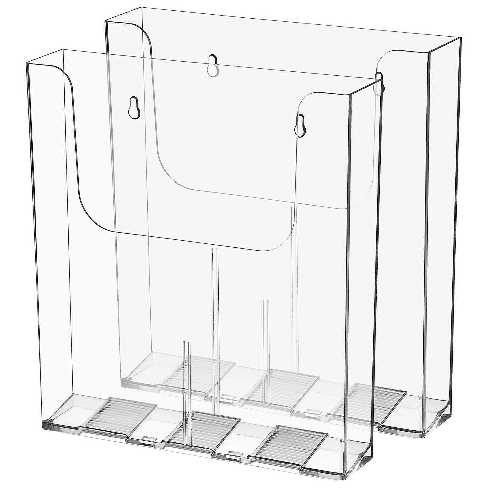 Transparent Wall-Mounted Flyer Holder Acrylic for Document Organizing 2Pcs