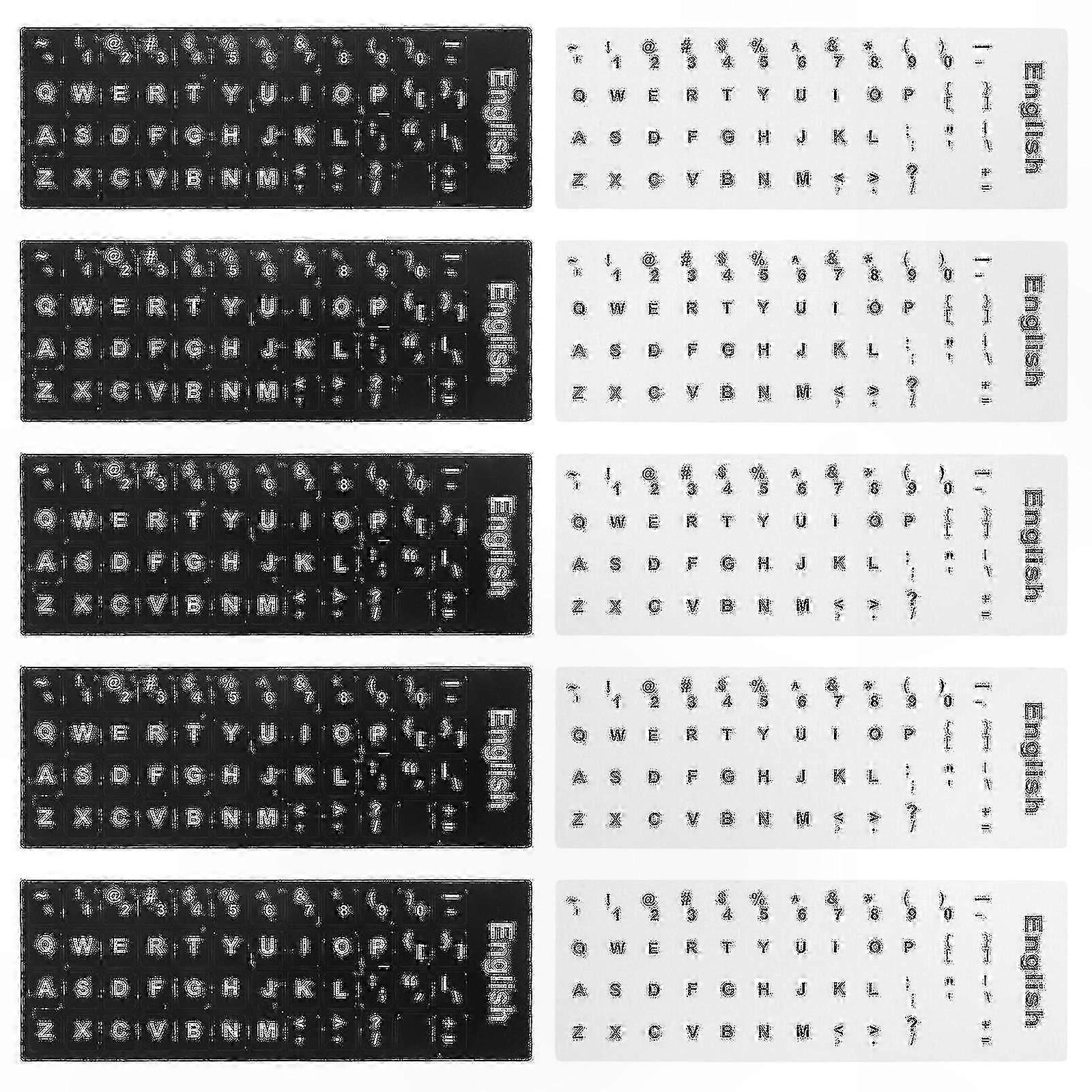 Universal English Keyboard Sticker Sheets, 10-Pack Replacement Labels for Keyboards