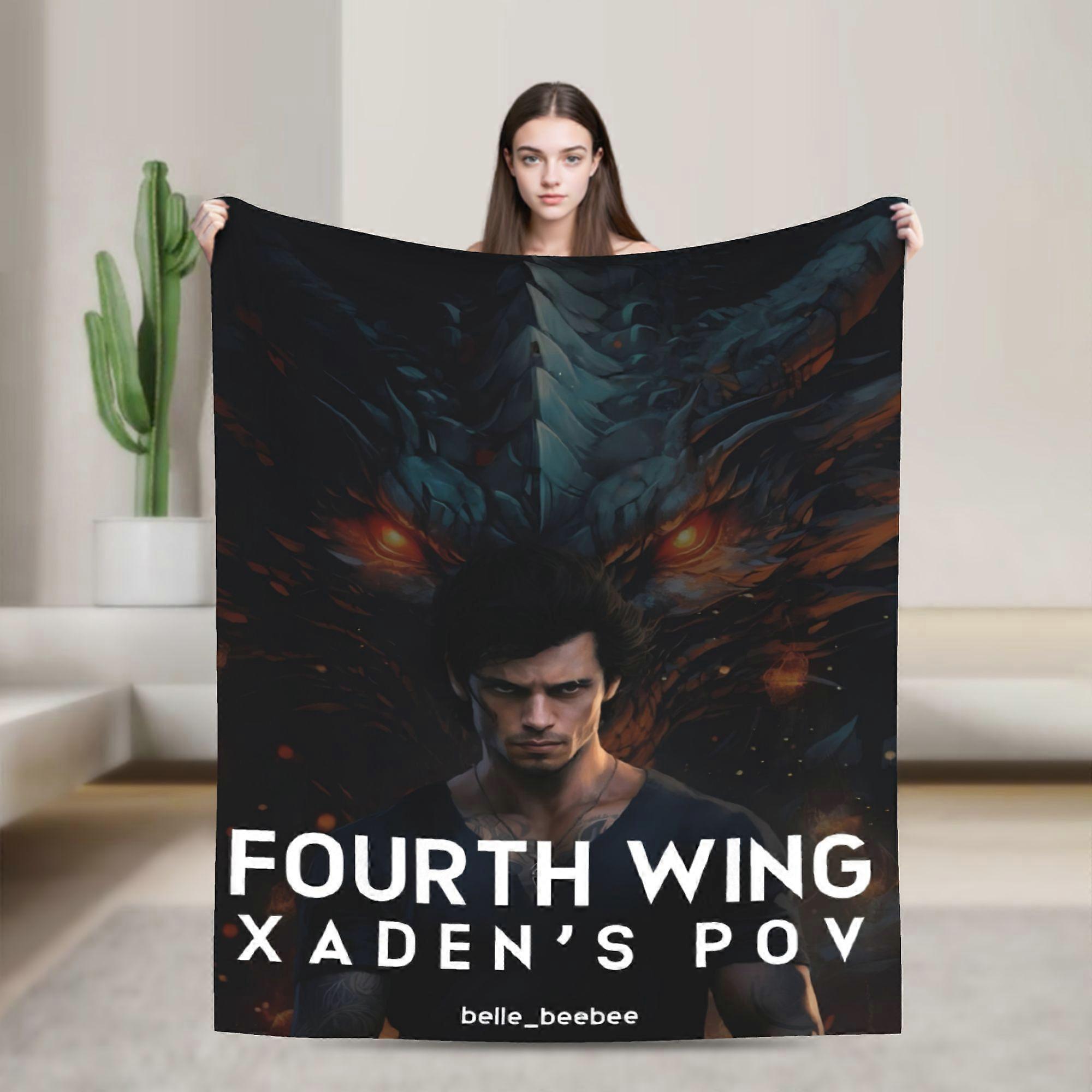 Fourth Wing Xaden'S Pov Dragon Shadow Blanket - Dark Fantasy Bedspread with Xaden Character Design, All-Season Soft Flan-KJAZX131