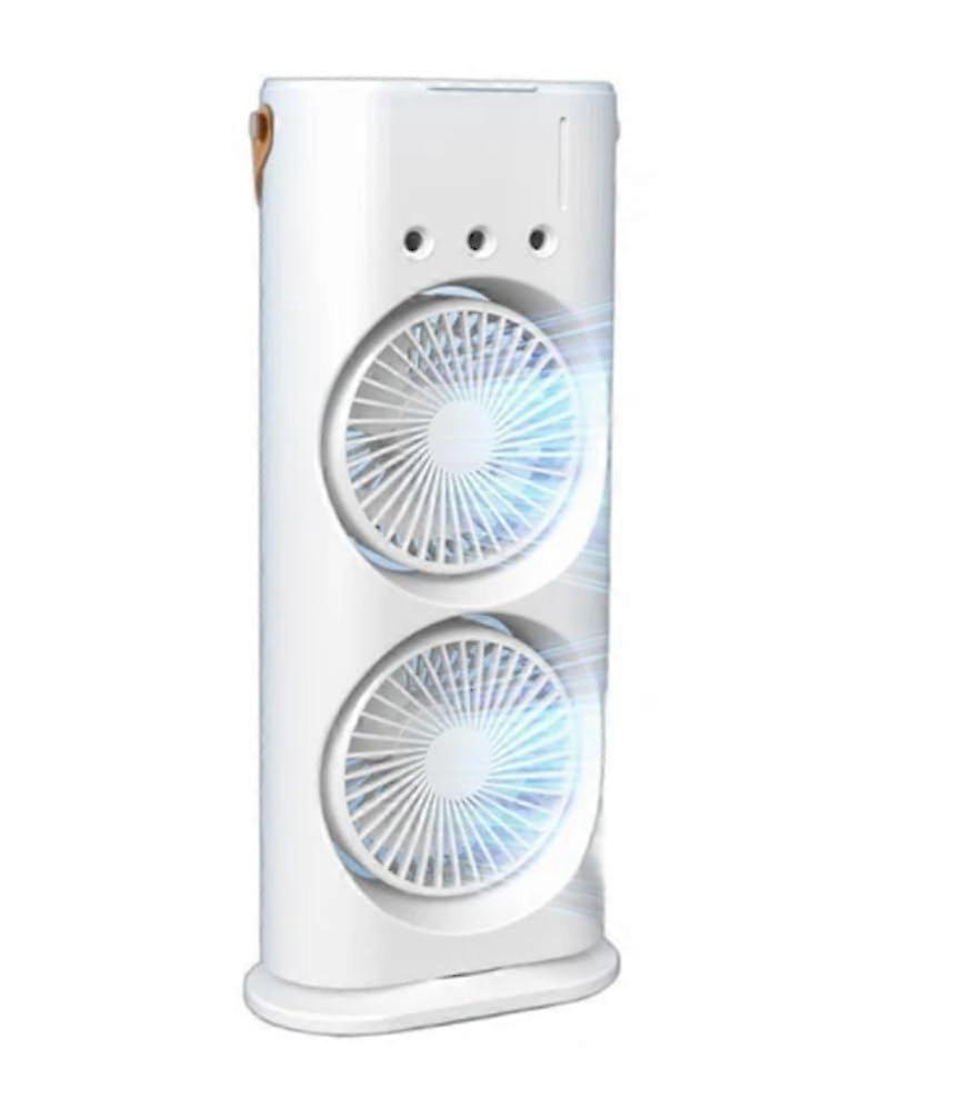 Portable Air Cooler with Humidifier, DoubleHeaded Spray, 3Speed Fan, Remote Control, White
