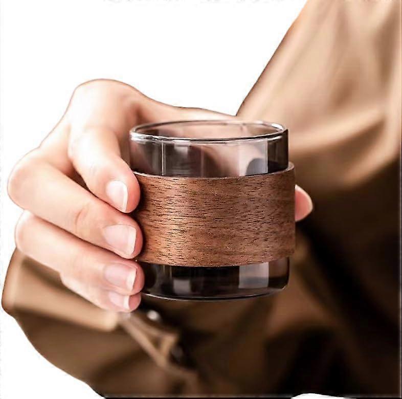 Glass Teapot with Filter and Wooden Handle, 400ml Heat Resistant Borosilicate Tea Brewing Set