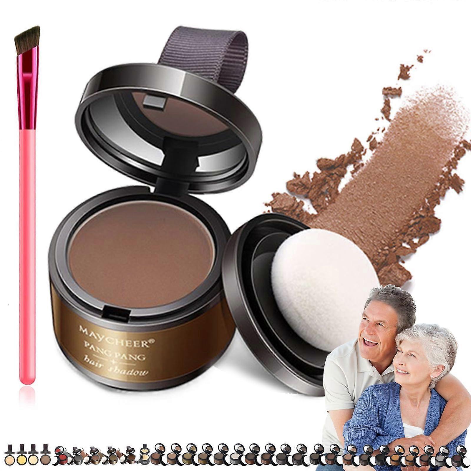 Hair Root Touch Up Powder Light Brown – Longlasting Gray Coverage, Hairline Shadow with Mirror and Puff