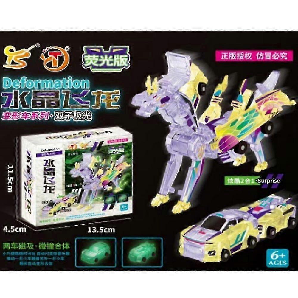 magisk omvandling superkombination bil leksak 2 i 1 barn magnetisk kollision omvandlande bil diy t