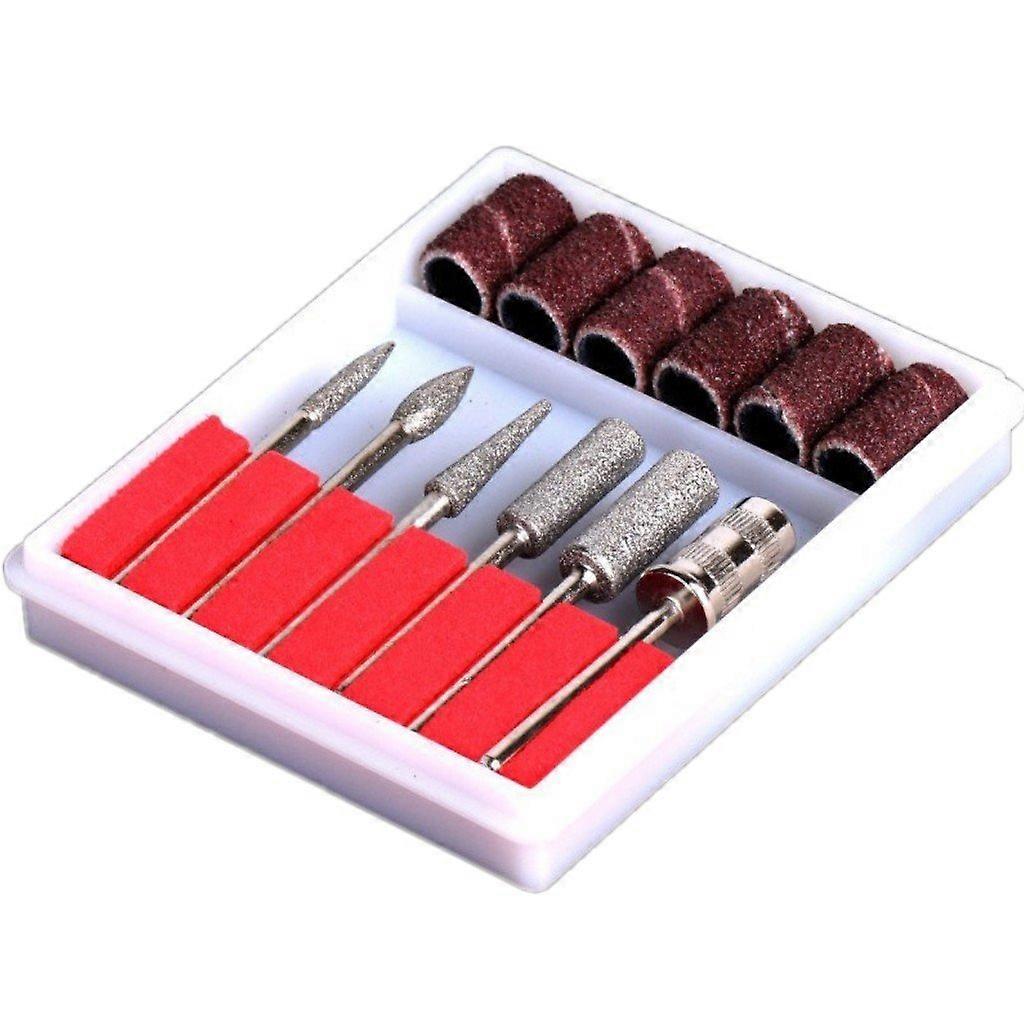 Electric Nail Drill Bits Set 6pcs Diamond Tips for Precision Nail Shaping with Sanding Bands