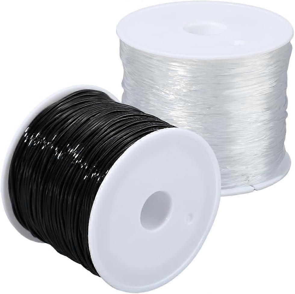 2 Rolls 1 MM Thread Elastic Cords TPU Round Sturdy Black White Clear Stretch String Rope Arts Sewing Accessories Cord for Bracelet Gemstone Jewelry Ma