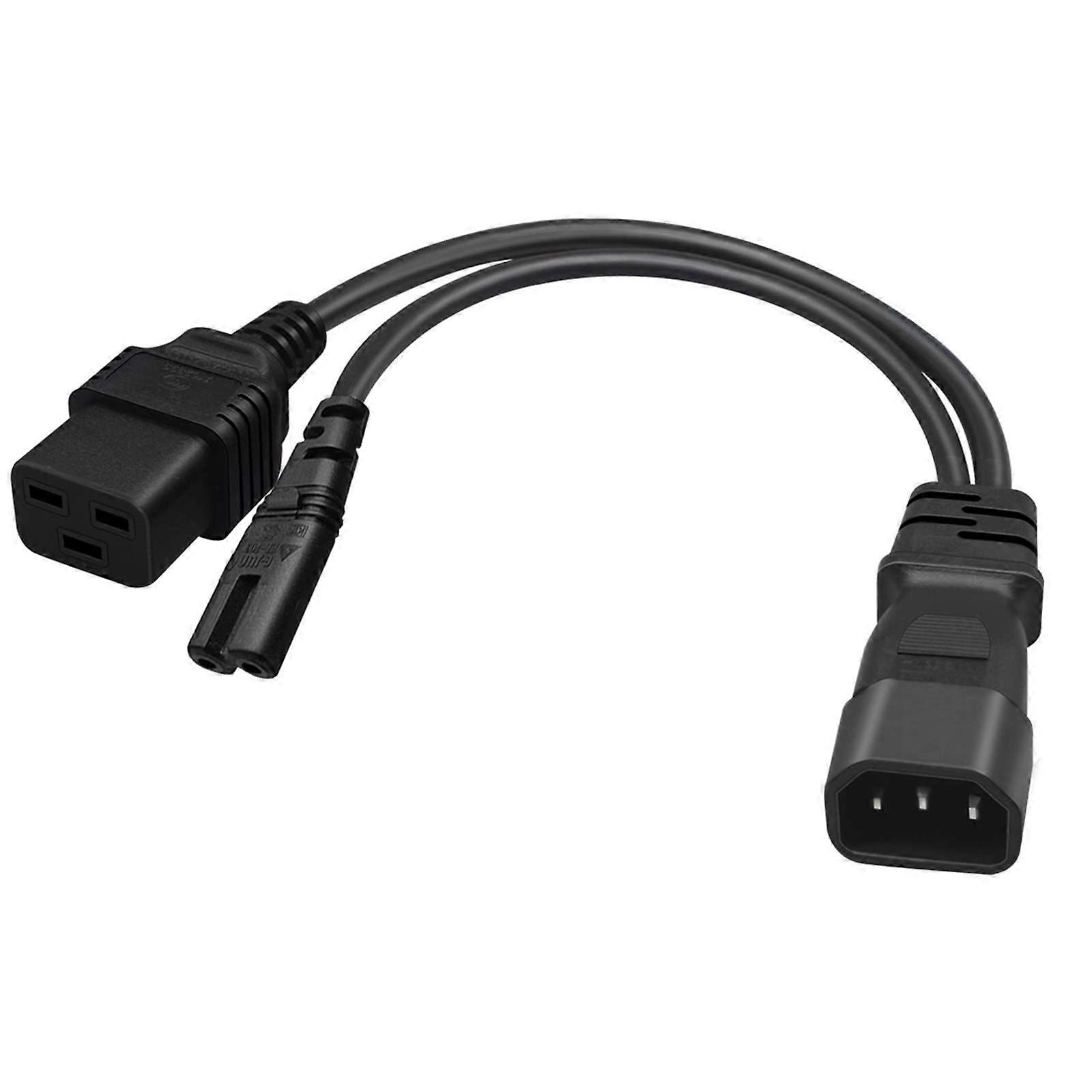 1ft IEC C14 to C7 and C19 Y Splitter Power Cable Dual Device Cord for Printers and Scanners