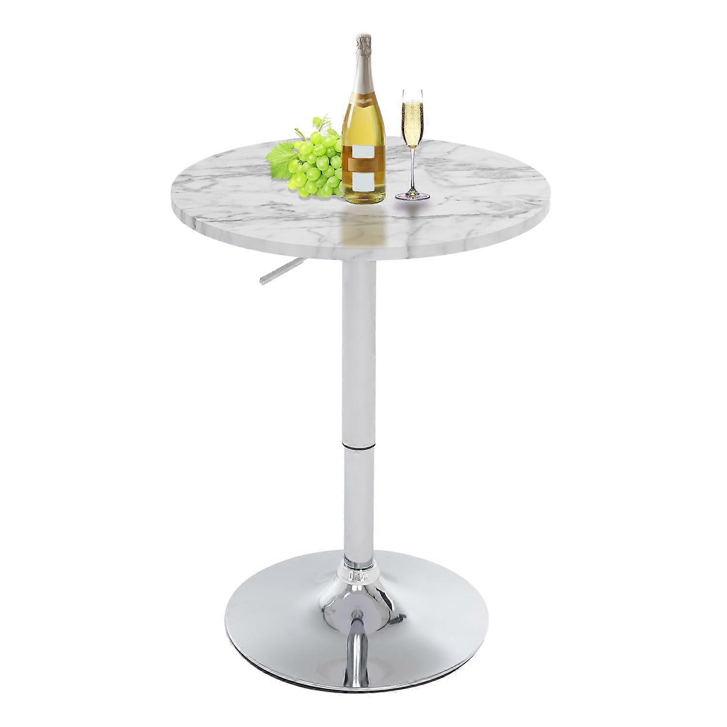 Round Adjustable Bar Table with Swivel, 23.6' Height Adjustable Dining Table for Kitchen and Restaurant White