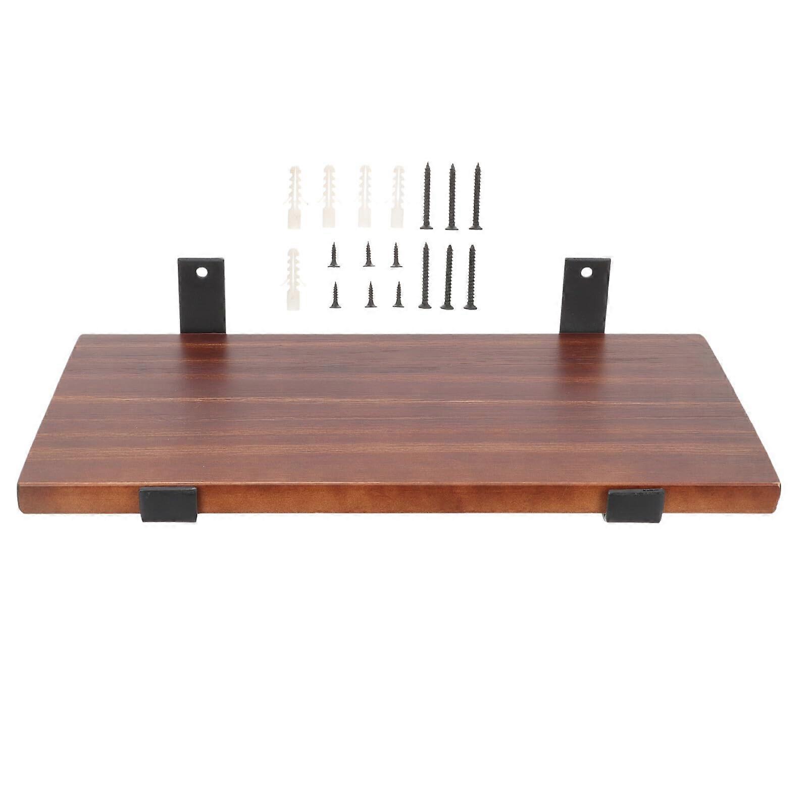 Rustic Wooden Floating Wall Shelf with Strong LoadBearing Design for Kitchen Bedroom Organizer