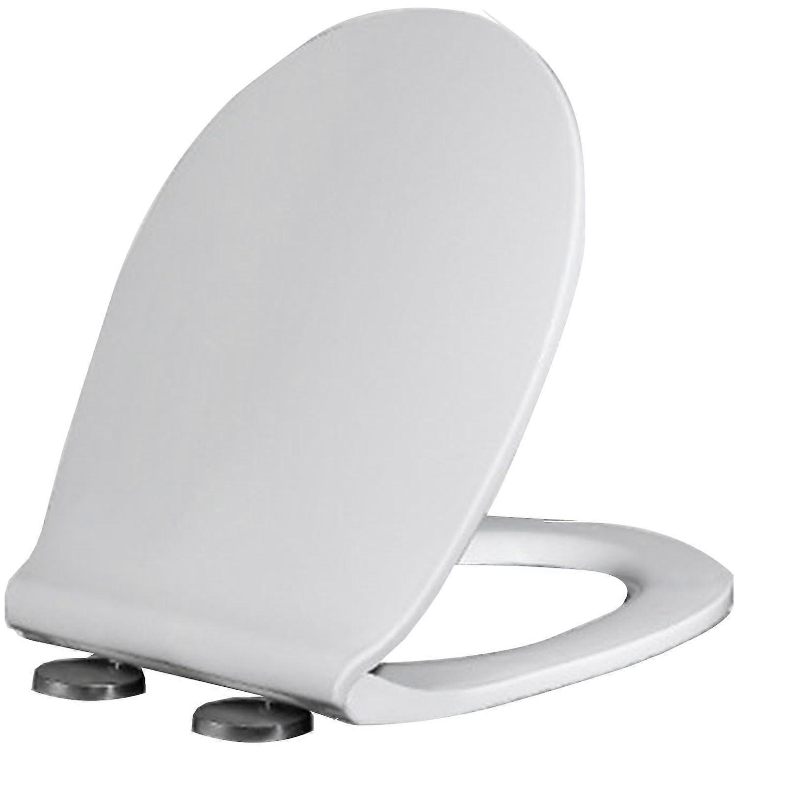Soft Close Round Toilet Seat White PP OShaped Quick Release Adjustable Hinge Quiet Close