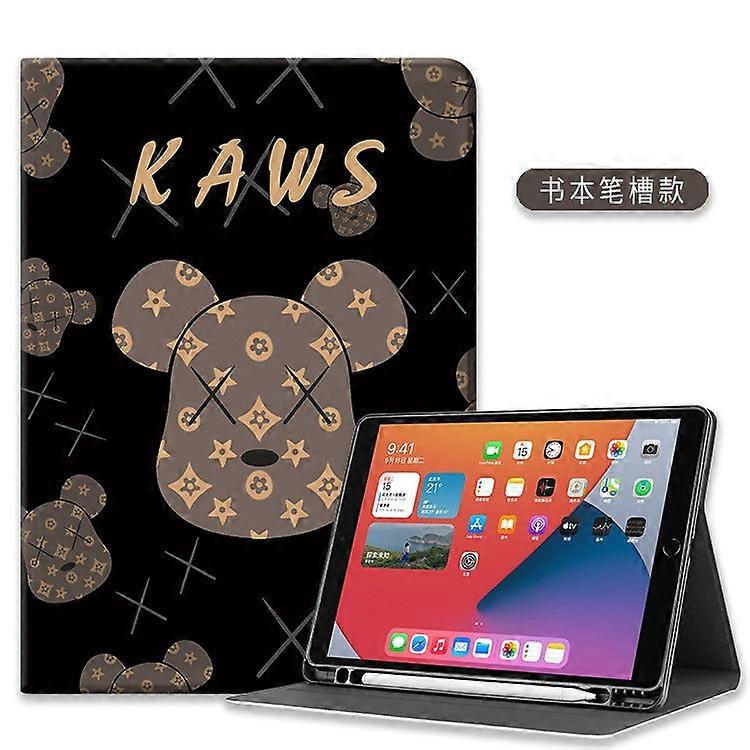 Capa para iPad Pro 2018 de 11 polegadas com tela completa, preta e marrom, com desenho de urso violento e compartimento para caneta.