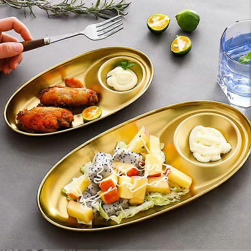 Dipping Sauce Plate Stainless Steel for Serving 2Pcs Dish