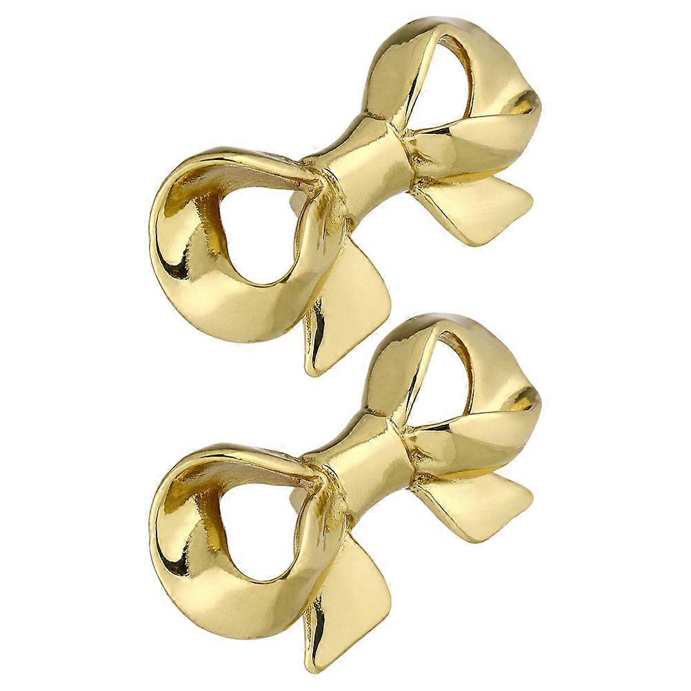 Gold Bow Brass Drawer Knobs Bowknot Shaped Handles 2Pcs for Kitchen Use