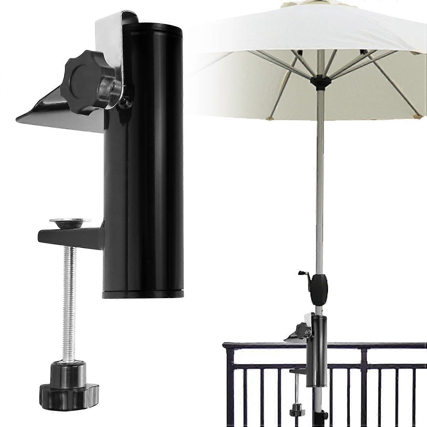 Balcony Parasol Holder Waterproof Rustproof Metal SpaceSaving Umbrella Stand for Railing