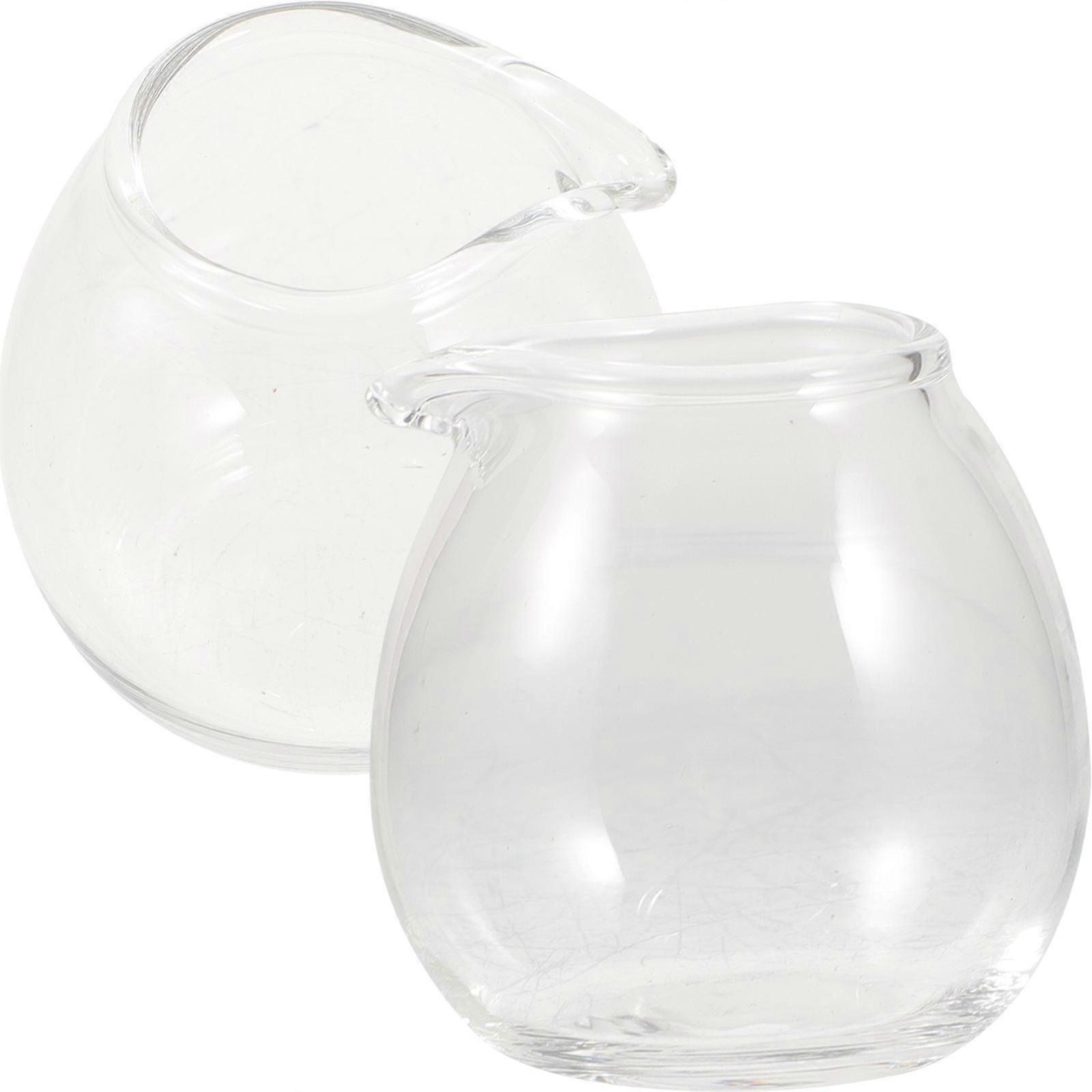 Glass Pitcher Mini Milk Container Clear Pouring Home Use 2Pcs
