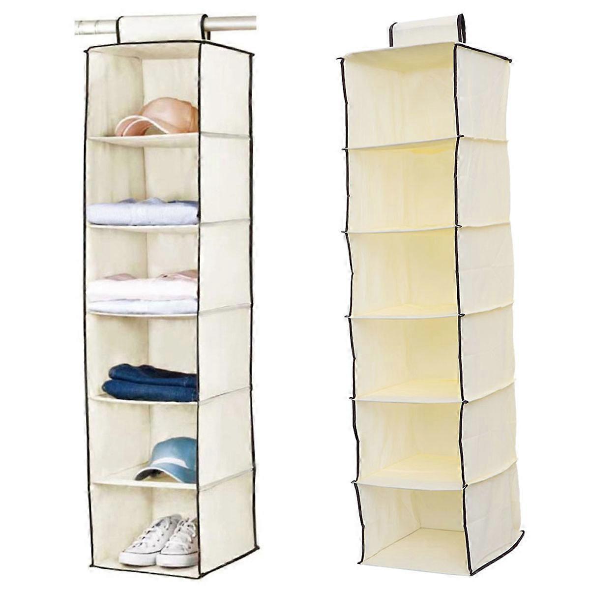 Handbag Storage 6 Grids for Hanging Storage Organizer 2Pcs Beige