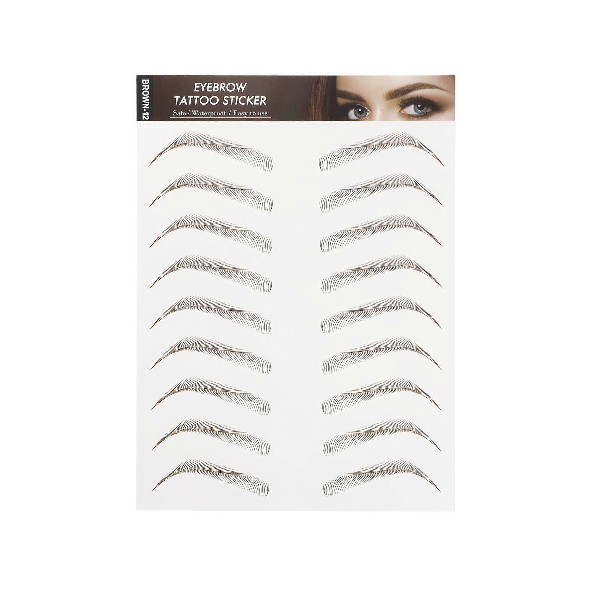 Eyebrow Tattoo Stickers Brown Waterproof Sweatproof Natural Look for Sparse Eyebrows