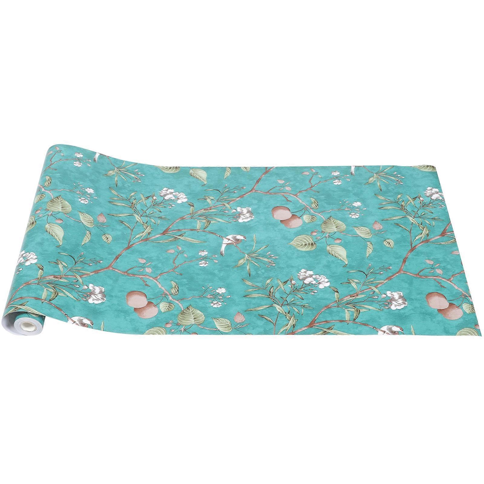 Floral Wall Paper Green PVC Rectangular Shape Oil-Resistant 1Pcs