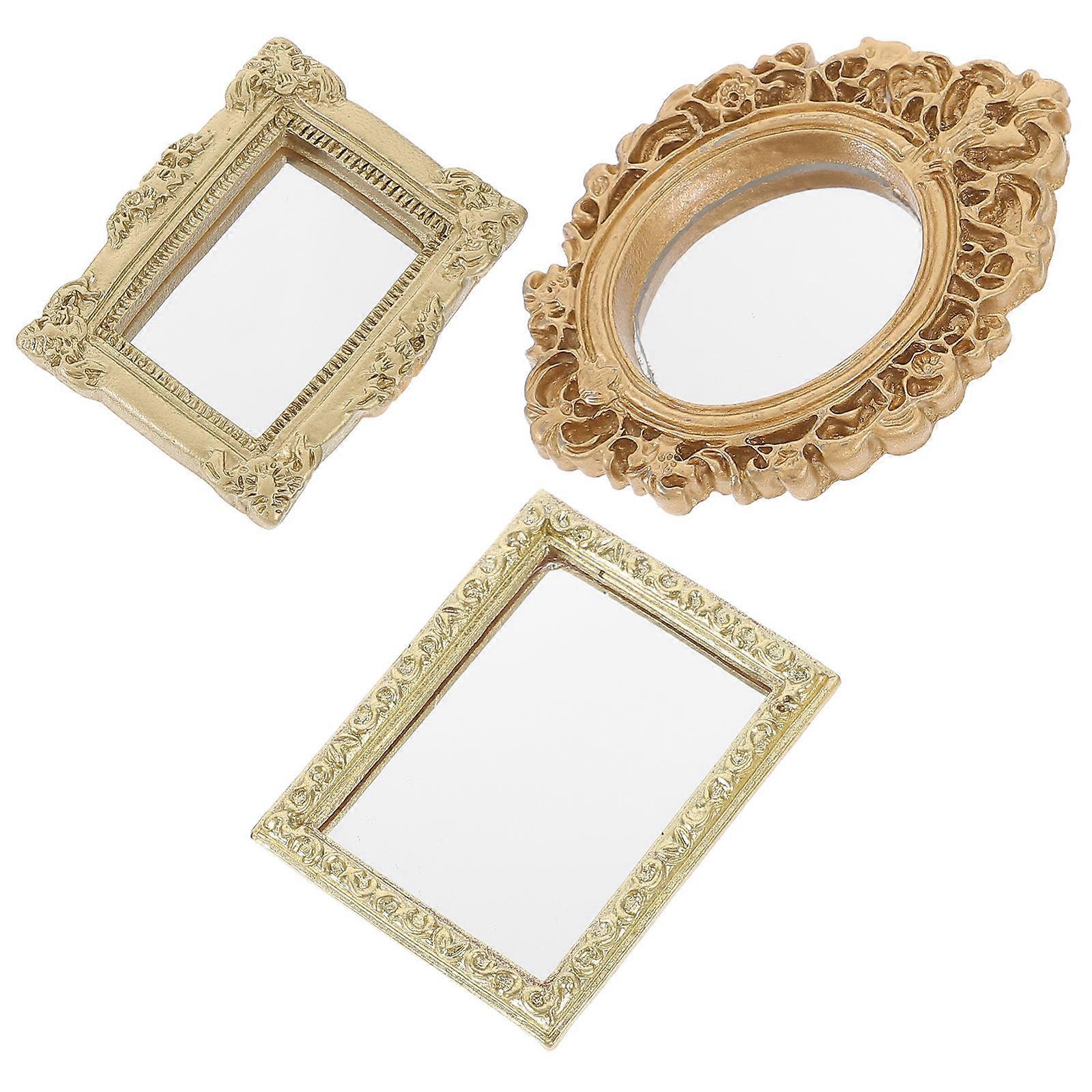 Mini Mirror Decorative Doll Mirror for Home Use 9Pcs Golden Set