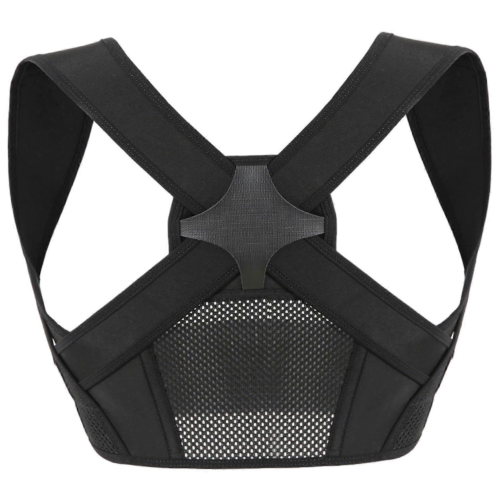 Posture Corrector Back Brace Adjustable Fit for Neck Shoulder Upper Back Pain Relief Black S/M