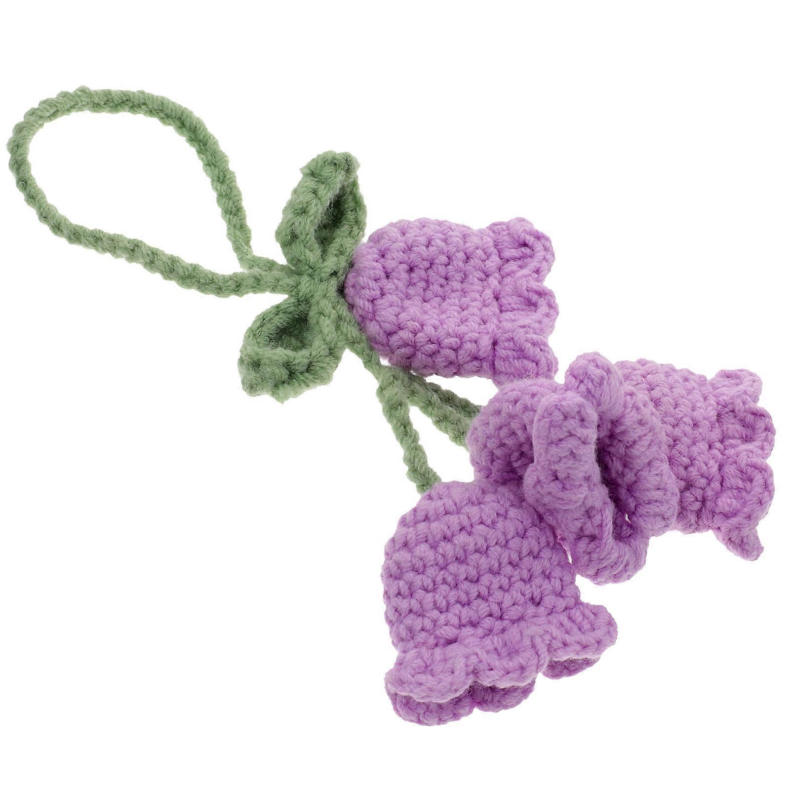 Purple Crochet Car Mirror Hanging Flower Decoration Acrylic Ornament for Home and Office