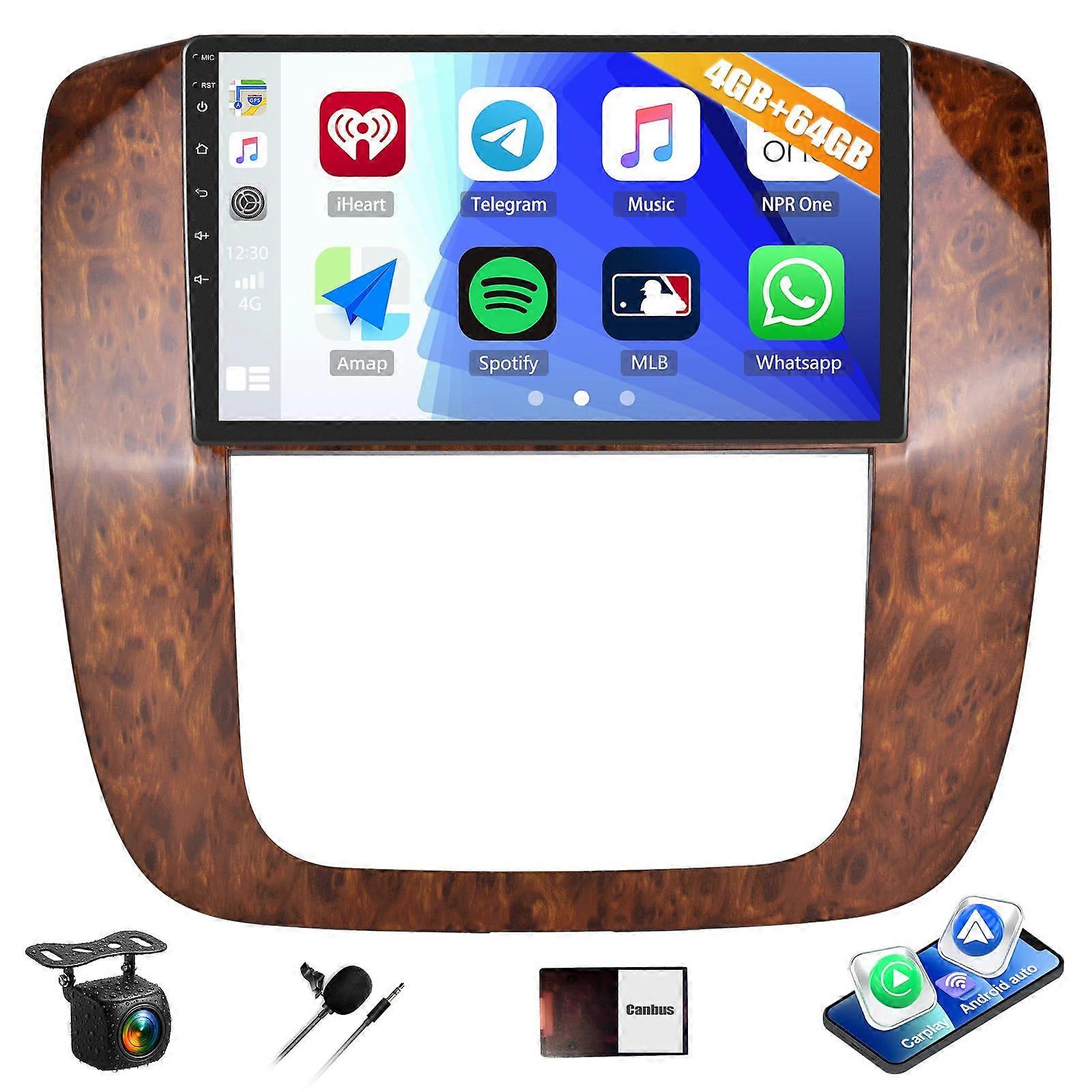 Android Car Stereo with Wireless CarPlay Android Auto, 9' Touch Screen GPS Bluetooth for Chevy GMC