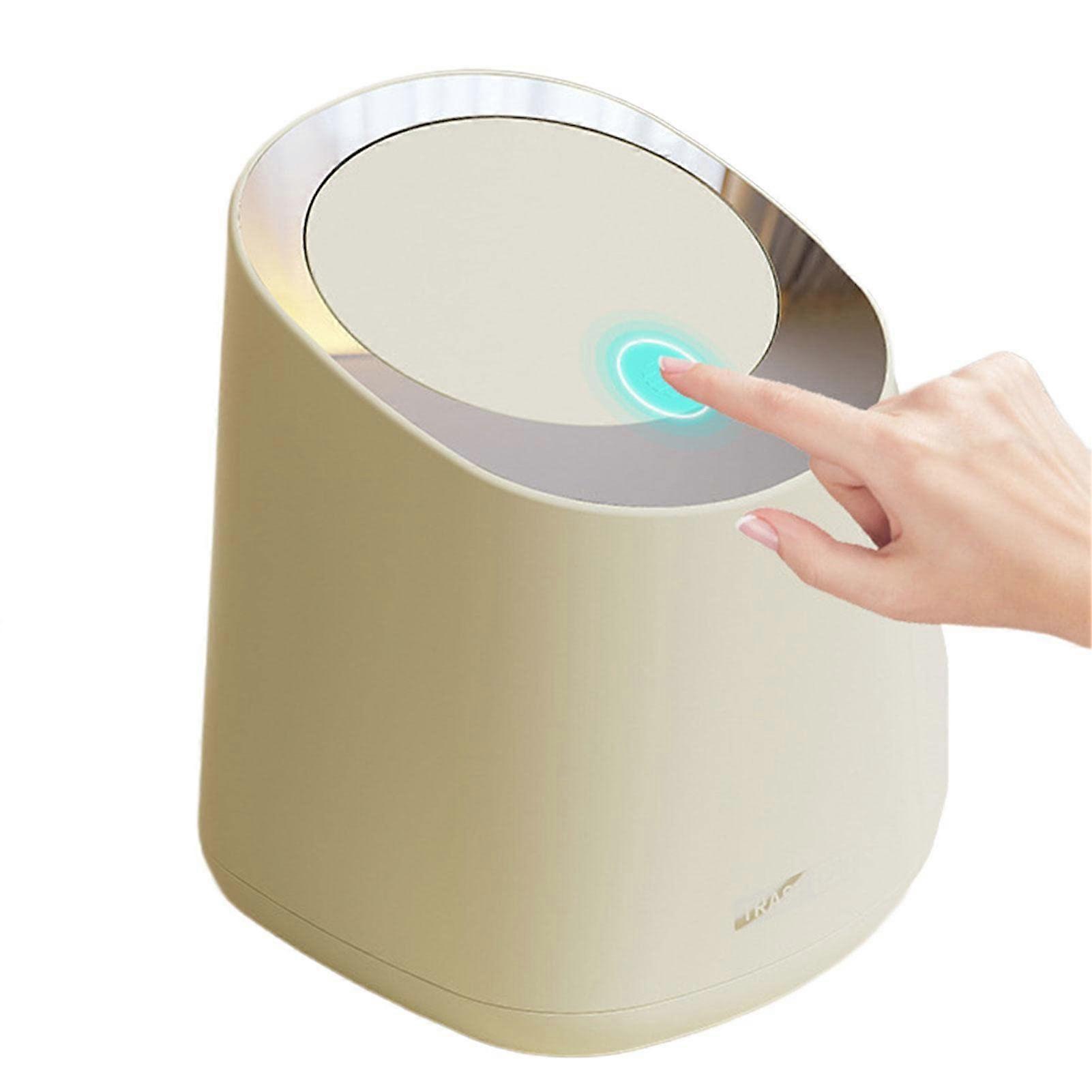 Desktop Trash Can with Flip Lid, Compact Cute Waste Bin for Kitchen, Bedroom, Vanity Table