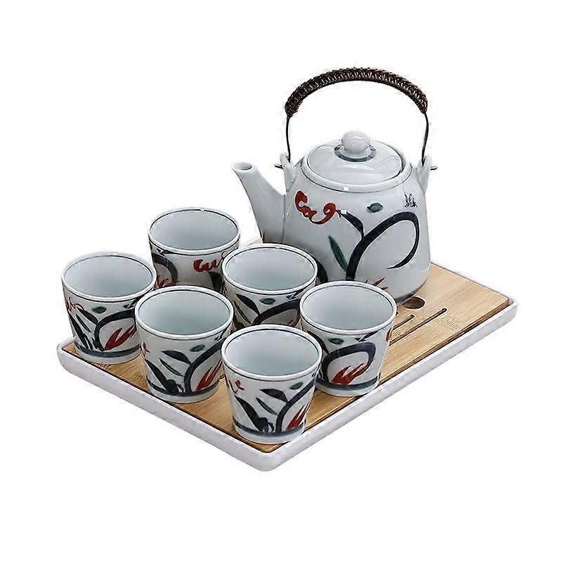 Ceramic Tea Set with Large Capacity Teapot and Cups, Retro Design, Filter Screen, Gift Packaging