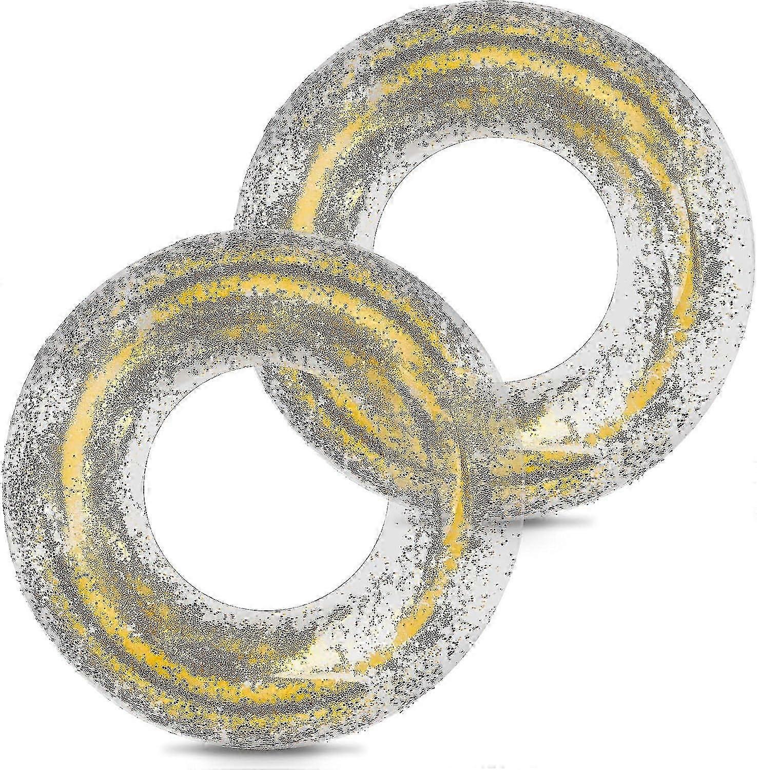 Adult Inflatable Swimming Ring with Rainbow Sequins, Transparent Pool Float