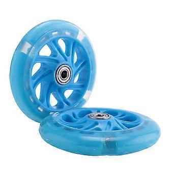 1Paar 120mm Kinder Scooter LED-Leuchten blinkende Räder mit Lagern Vordere/hintere LED blinkende Rollerräder, Blau