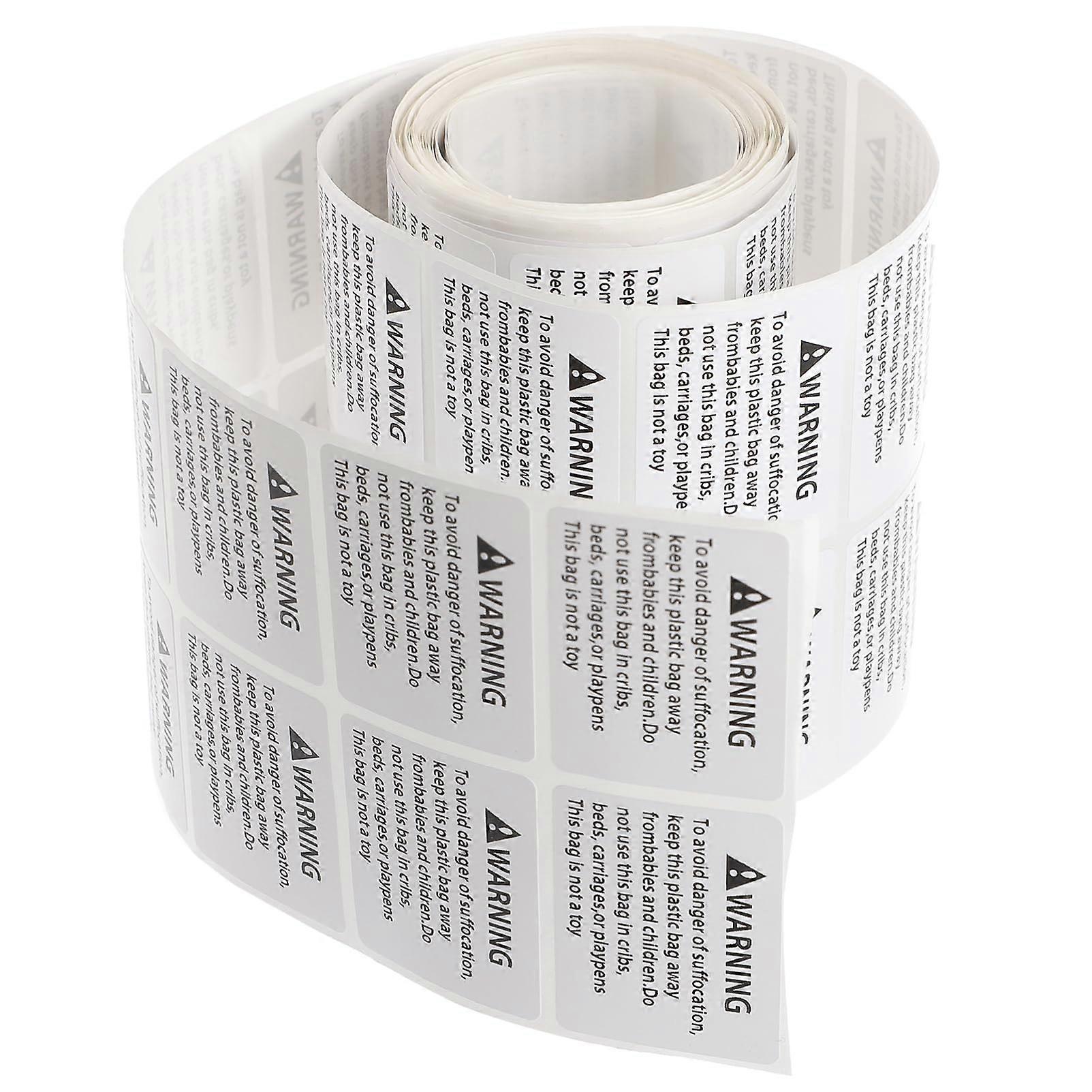 Suffocation Warning Labels with Bold Text, Self Adhesive Safety Stickers for Poly Bag Packaging