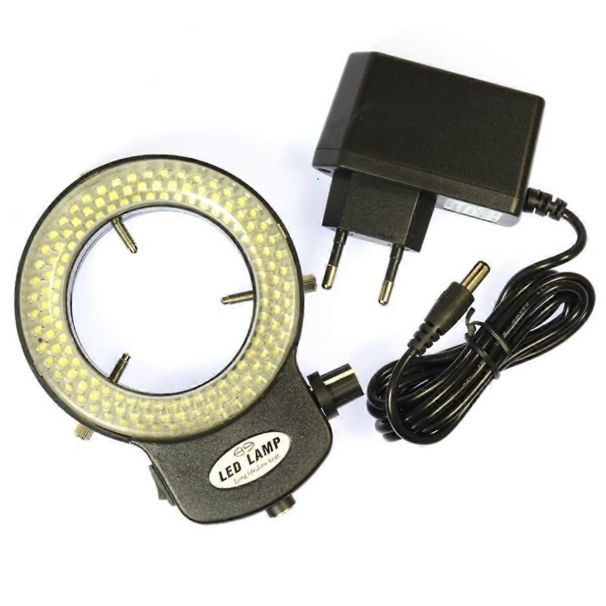 Microscope LED Ring Light 6500K 144 LED Adjustable Illuminator for Stereo Microscope Black