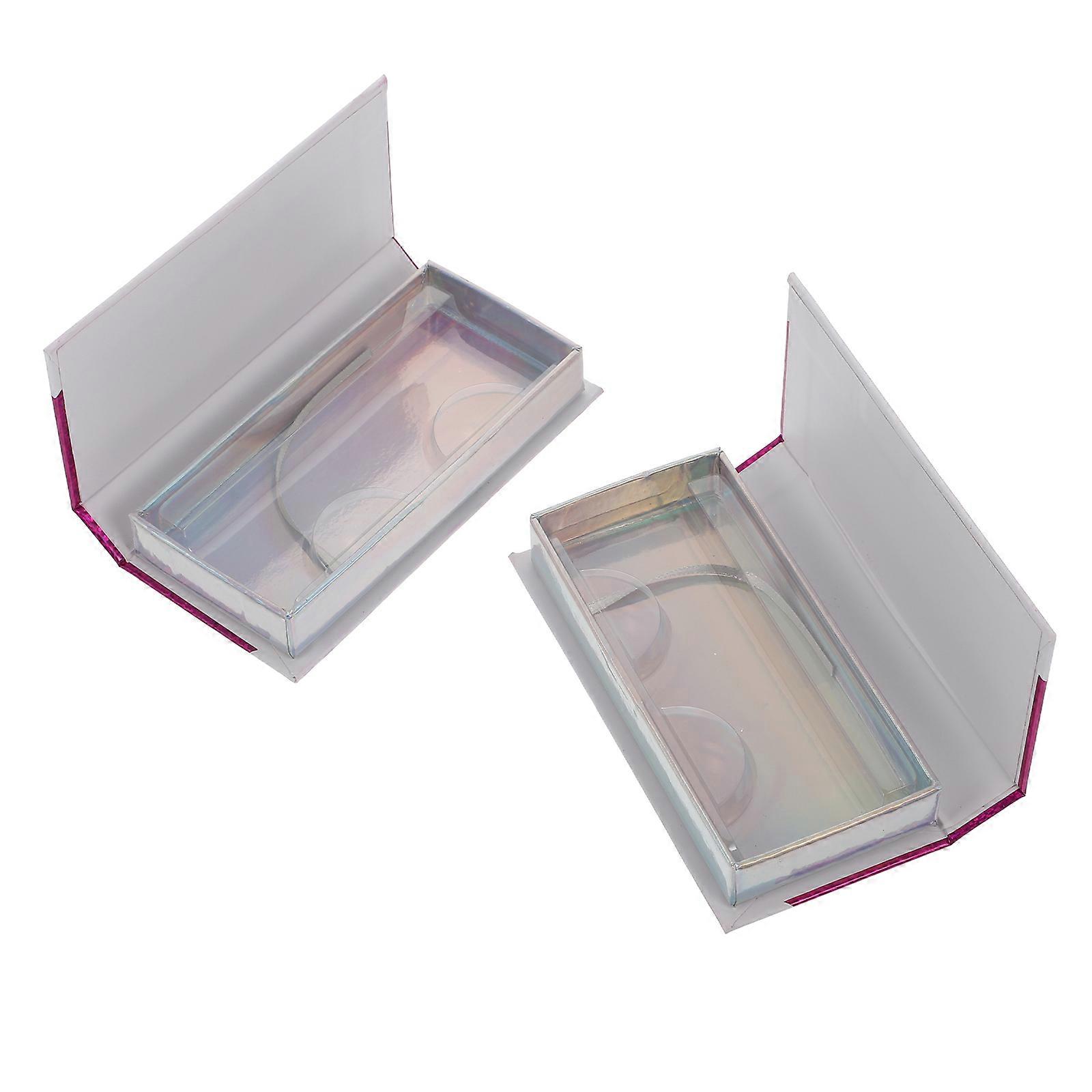 False Eyelash Case for Storage Use 2Pcs Elegant Purple Paper Boxes
