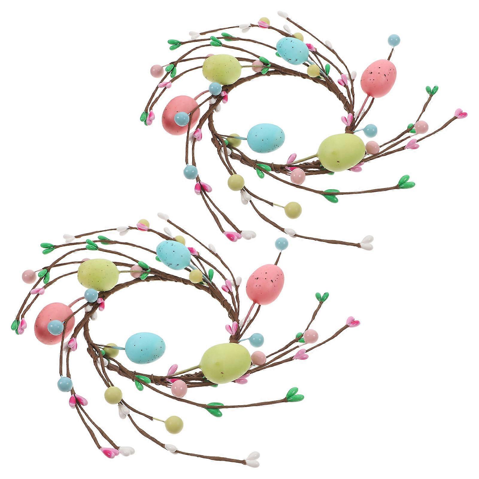 Artificial Easter Candle Rings Wreath for Table Decoration 2Pcs