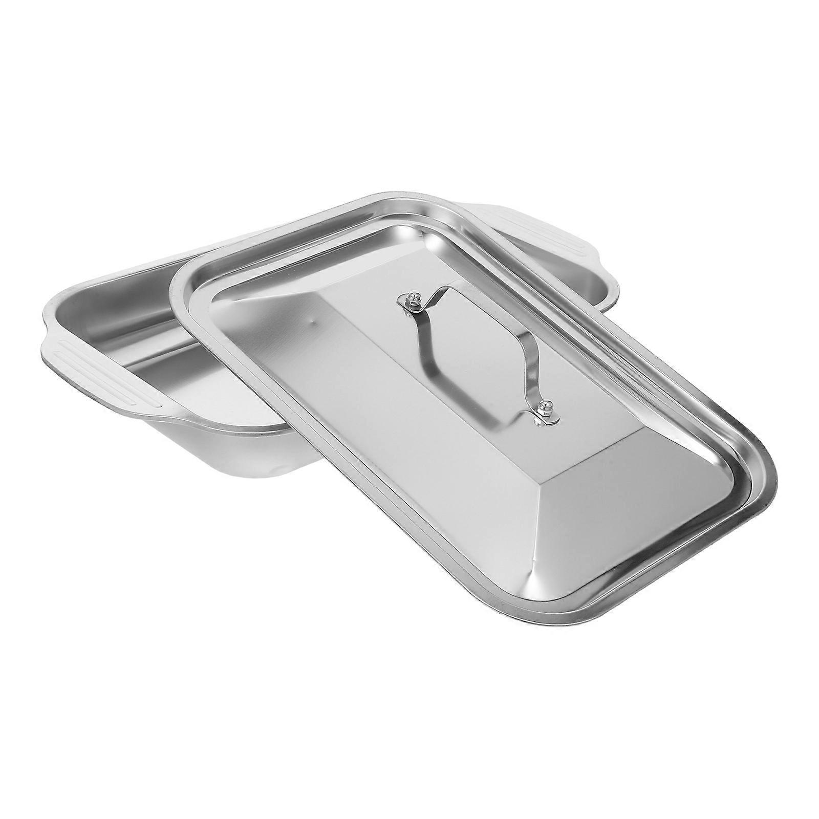 Silver Stainless Steel Baking Pan for Roasting 1 Tray Deep Oven Use