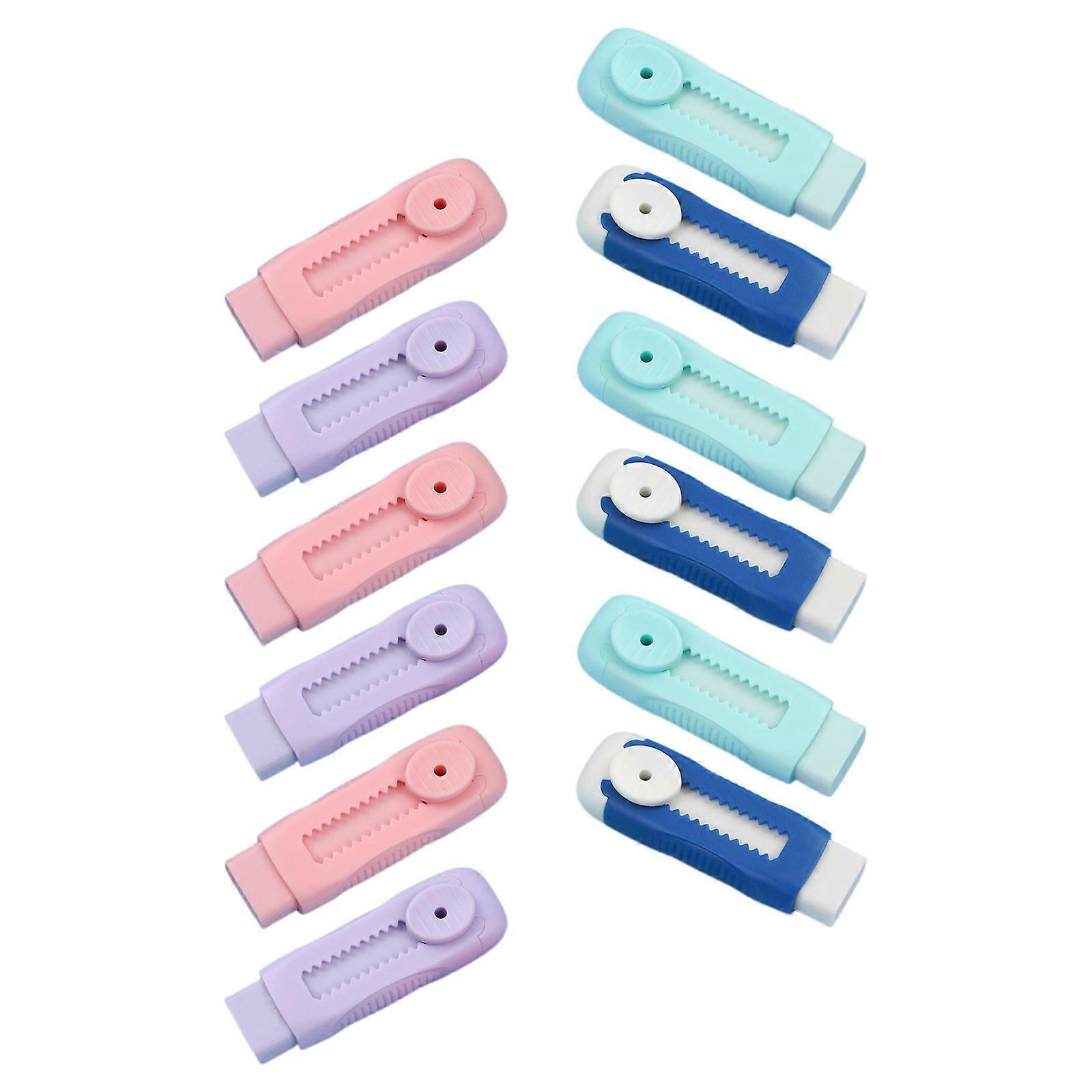 Retractable Shape Erasers Soft Cute 12Pcs with Plastic Sleeve for Students