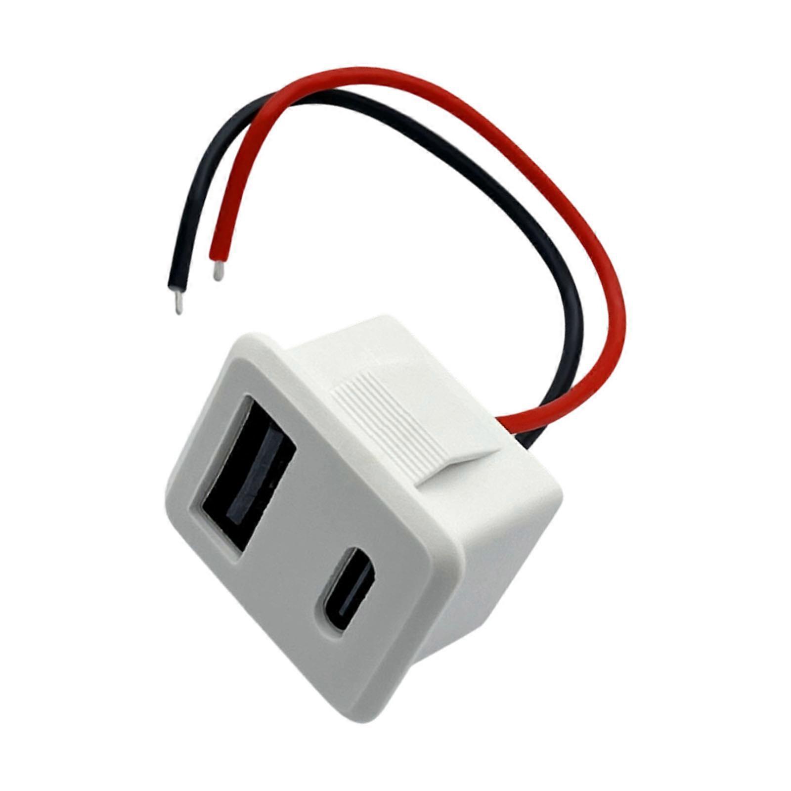 USB A and Type C Charging Socket With Robusted Construction Space Saving for Long Lasts Connection  White